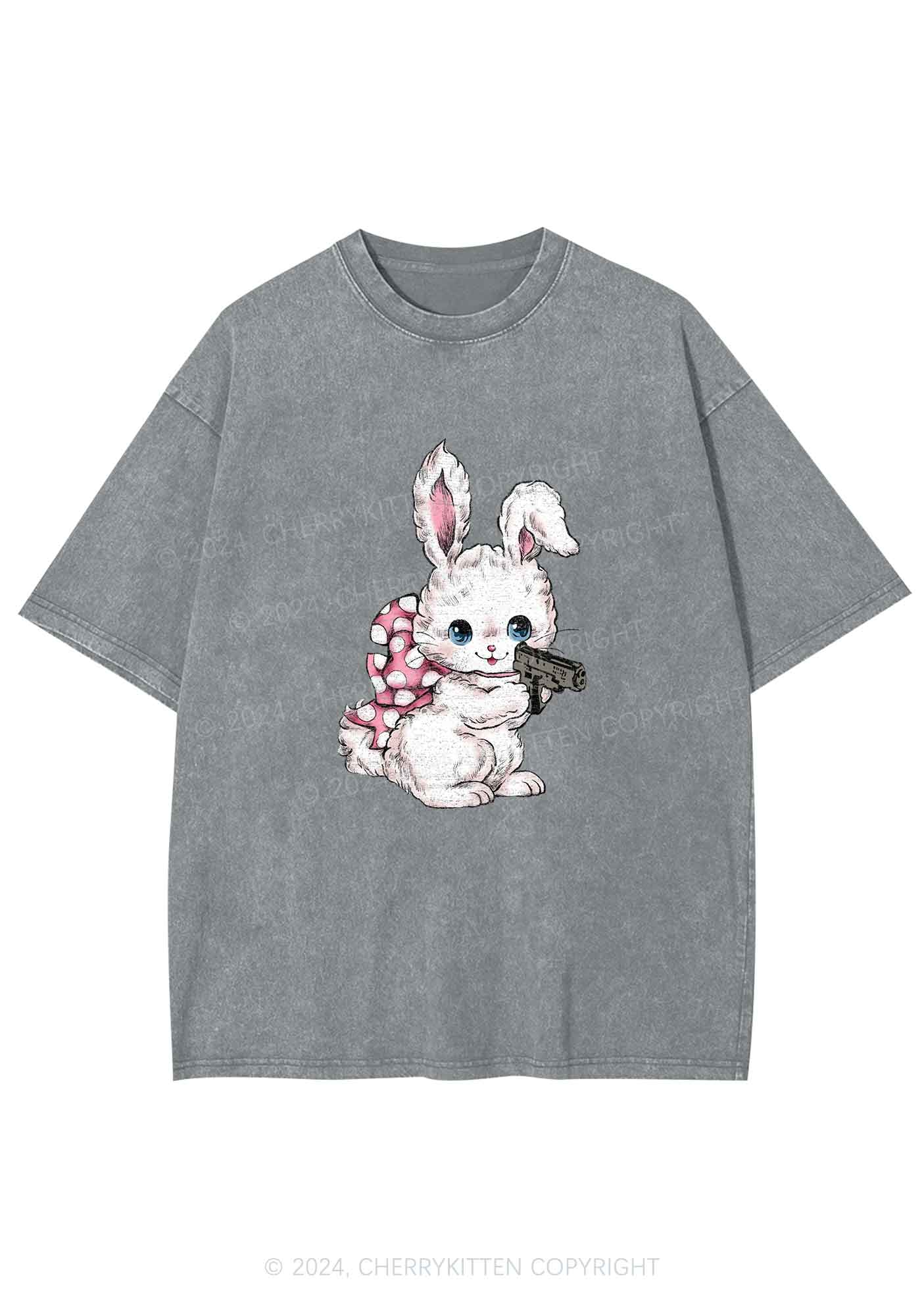 Bunny Shooting Y2K Washed Tee Cherrykitten
