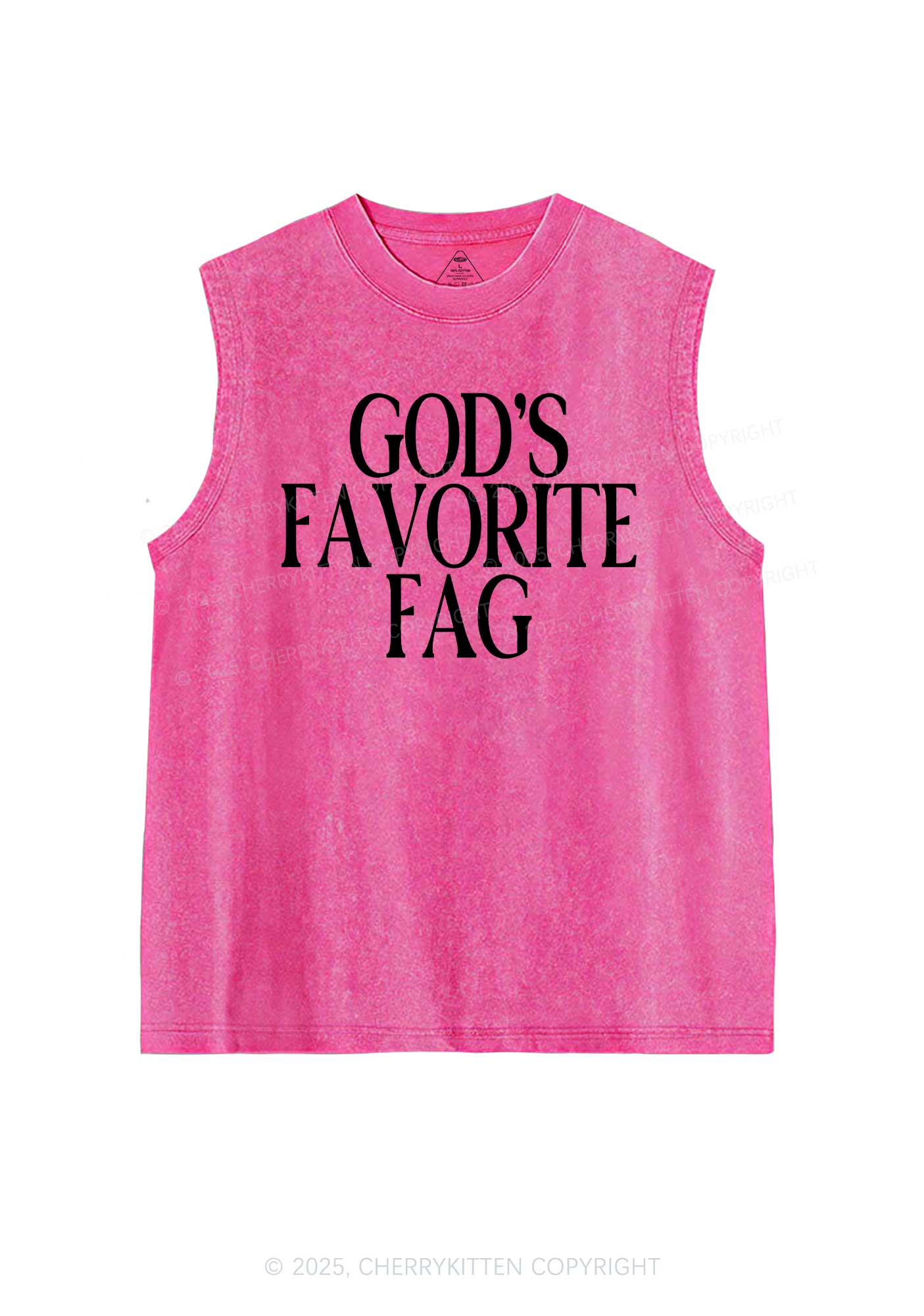 Gods Favorite Fag Pride Y2K Washed Muscle Tank Cherrykitten