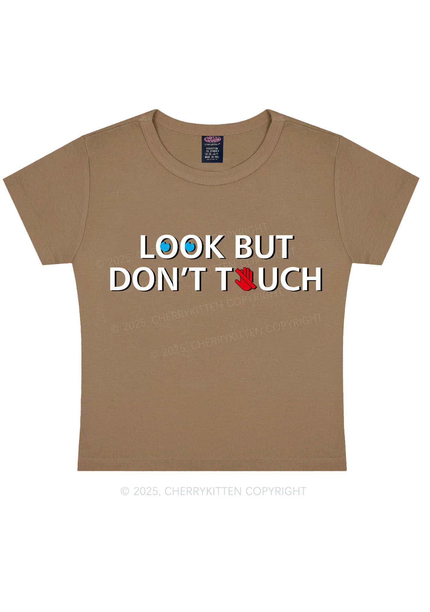 Look Dont Touch Y2K Baby Tee Cherrykitten