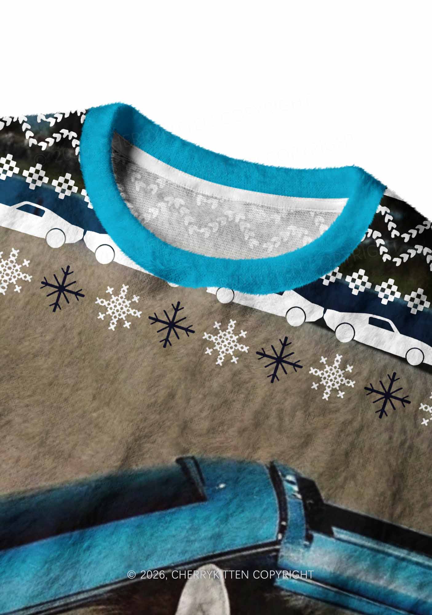 Zebra Driver Y2K Christmas Knit Sweatshirt Cherrykitten