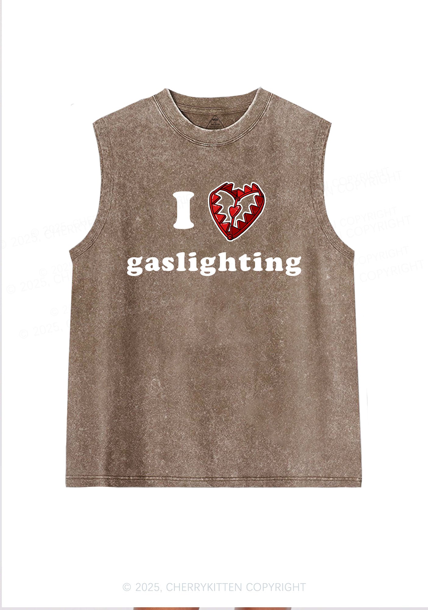 Love Gaslighting Y2K Washed Muscle Tank Cherrykitten