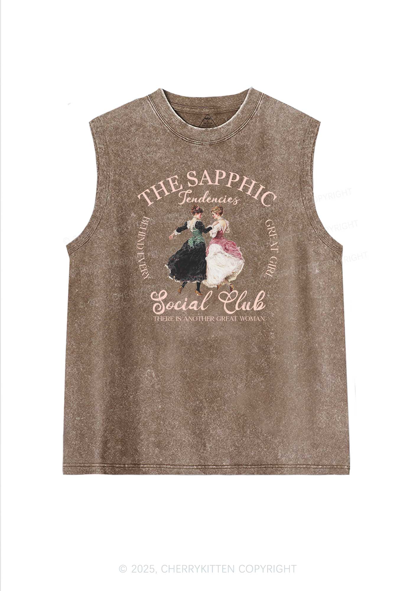 The Sapphic Pride Y2K Washed Muscle Tank Cherrykitten