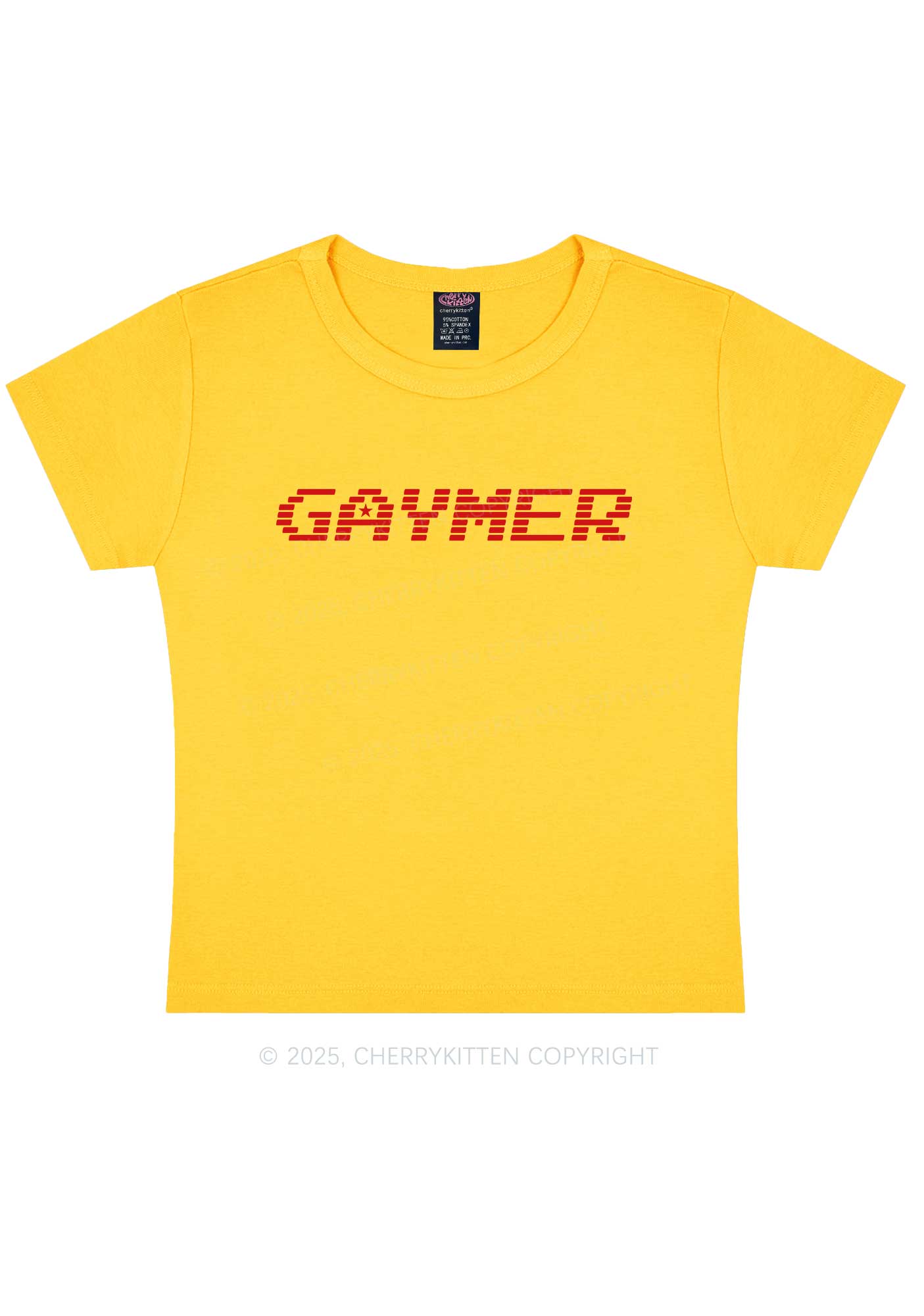 Gaymer Pride Y2K Baby Tee Cherrykitten