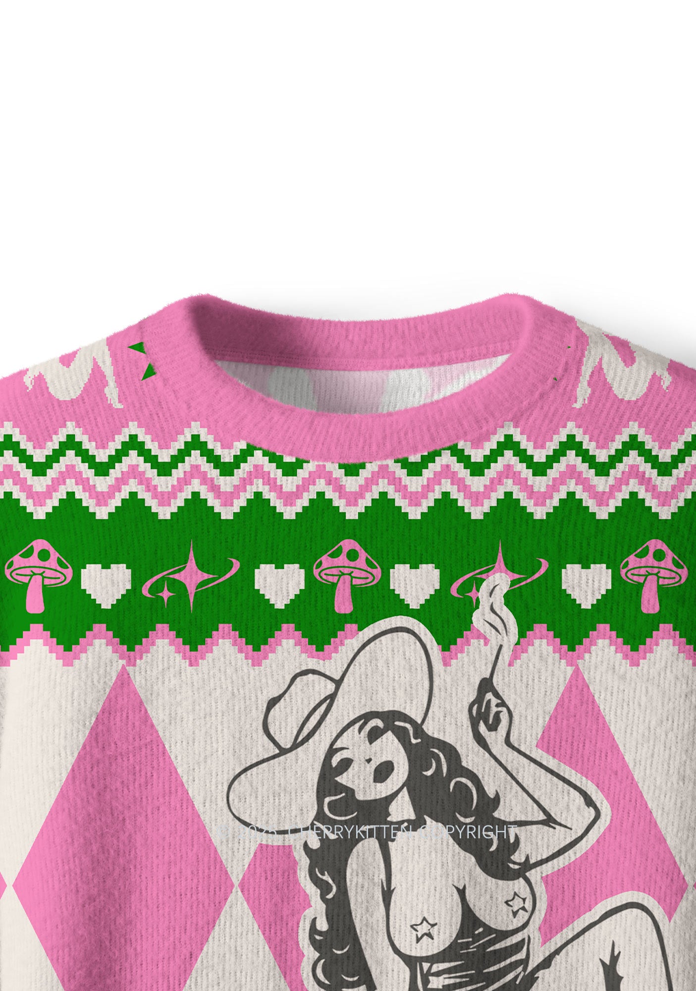 Cola Cowgirl Y2K Christmas Knit Sweatshirt Cherrykitten