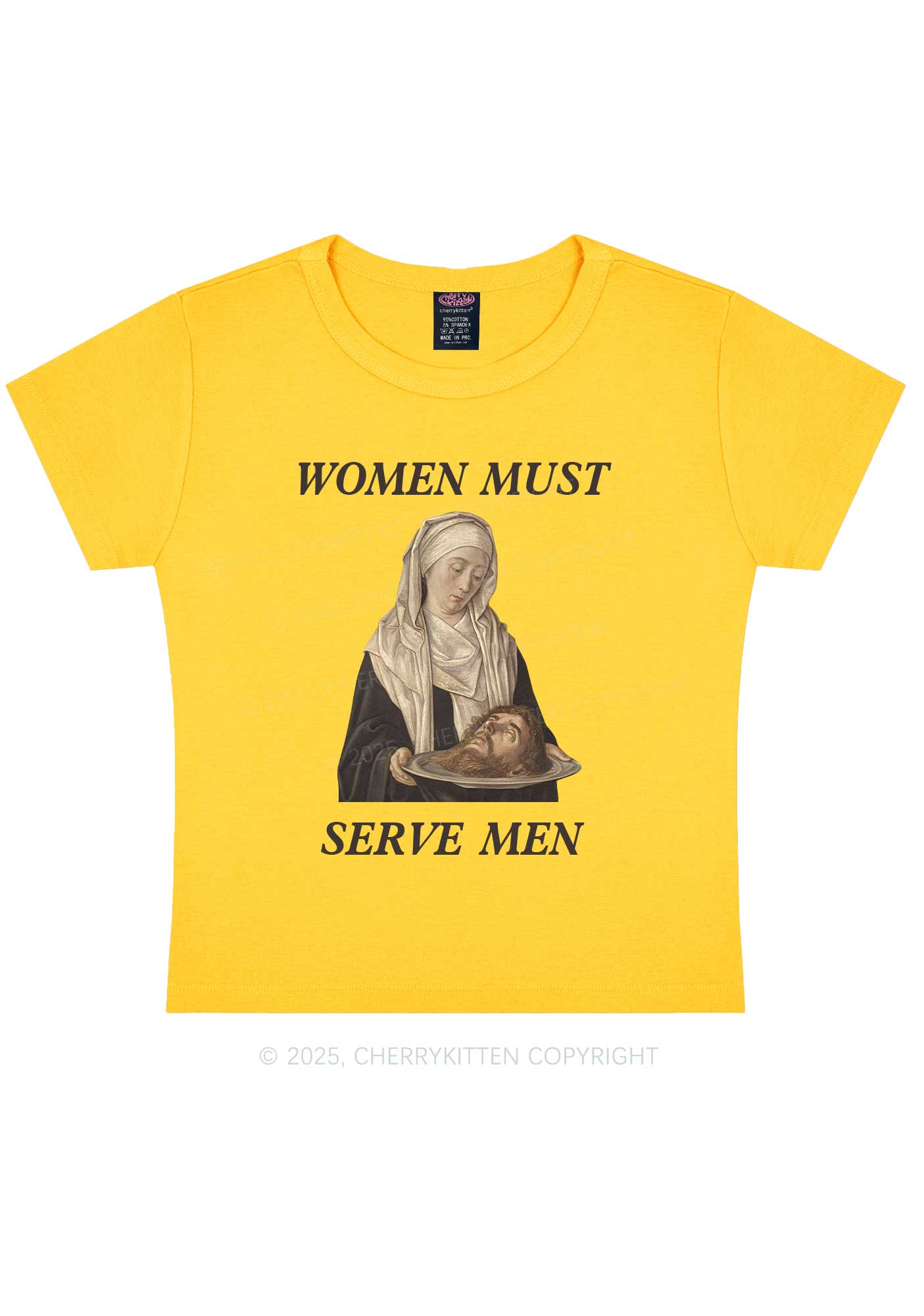 Women Must Serve Men Y2K Baby Tee Cherrykitten