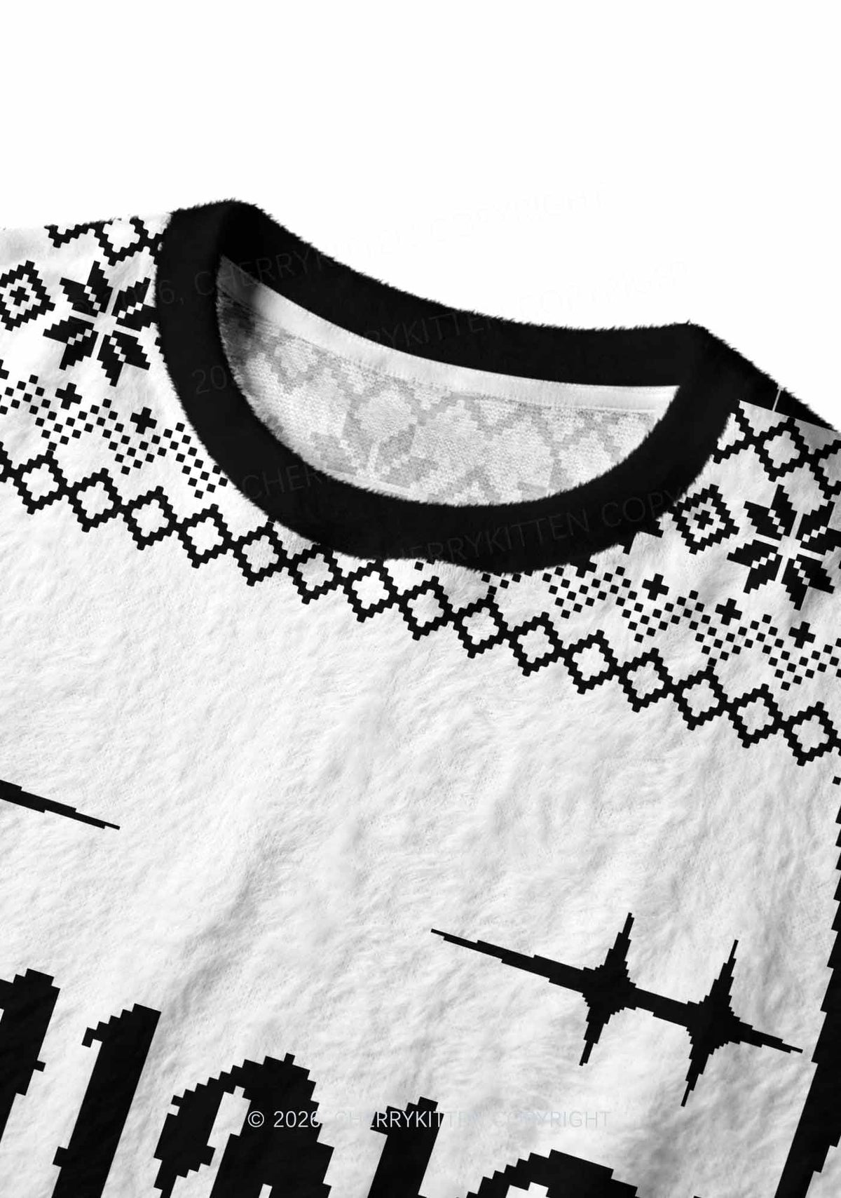White Cxxt Y2K Christmas Knit Sweatshirt Cherrykitten
