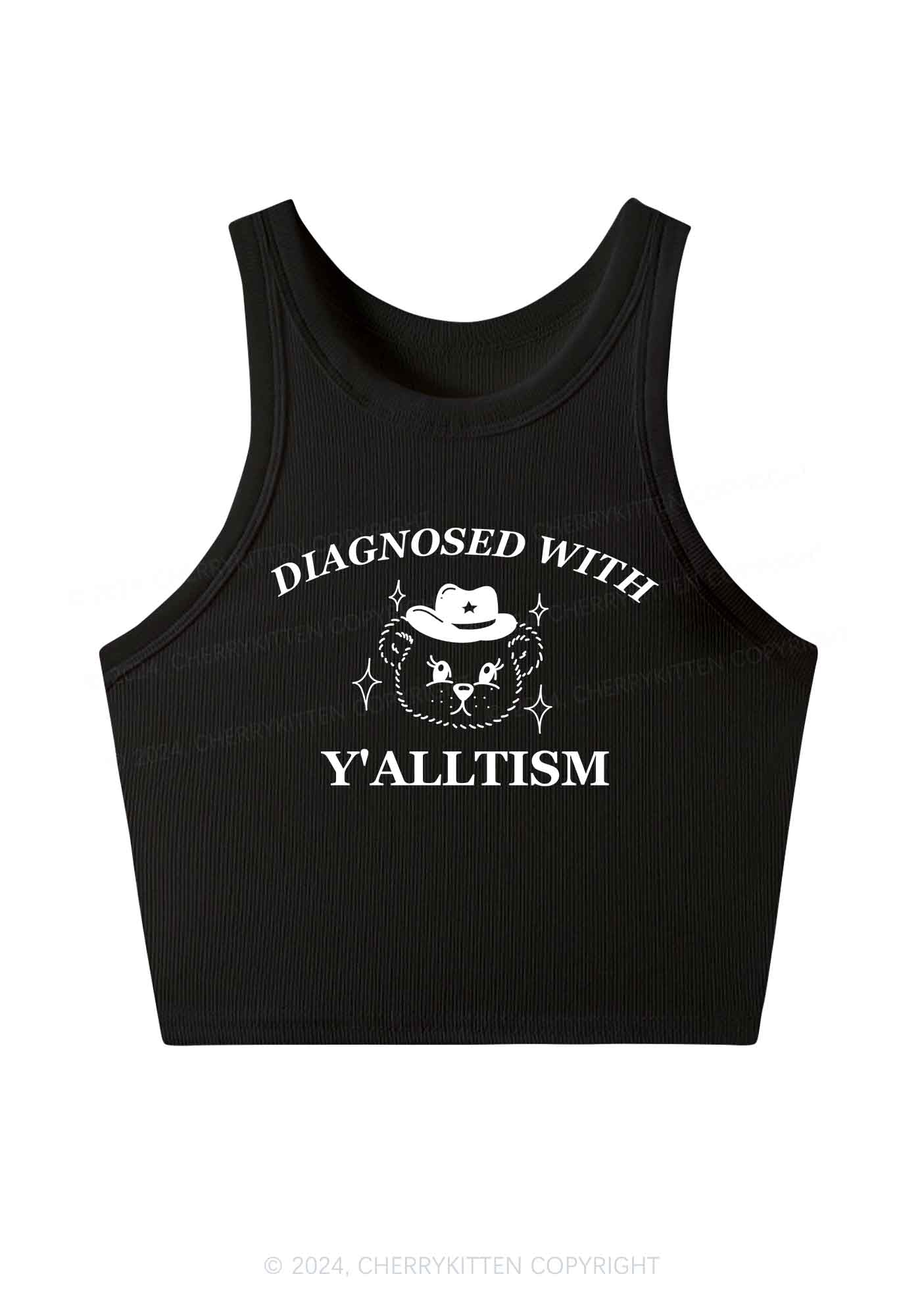 Diagnosed With Y'alltism Y2K Crop Tank Top Cherrykitten