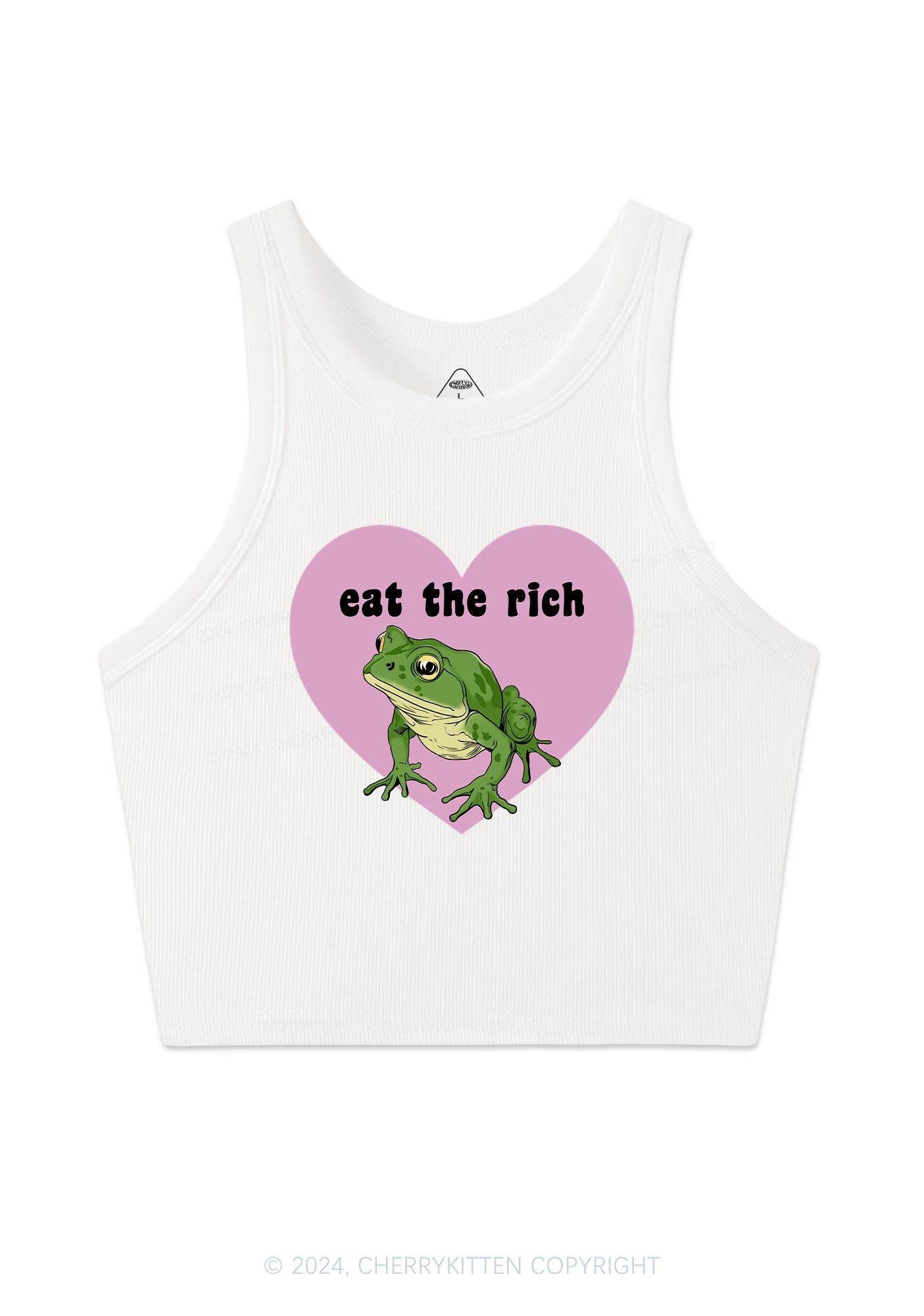 Eat The Rich Frog Y2K Crop Tank Top Cherrykitten