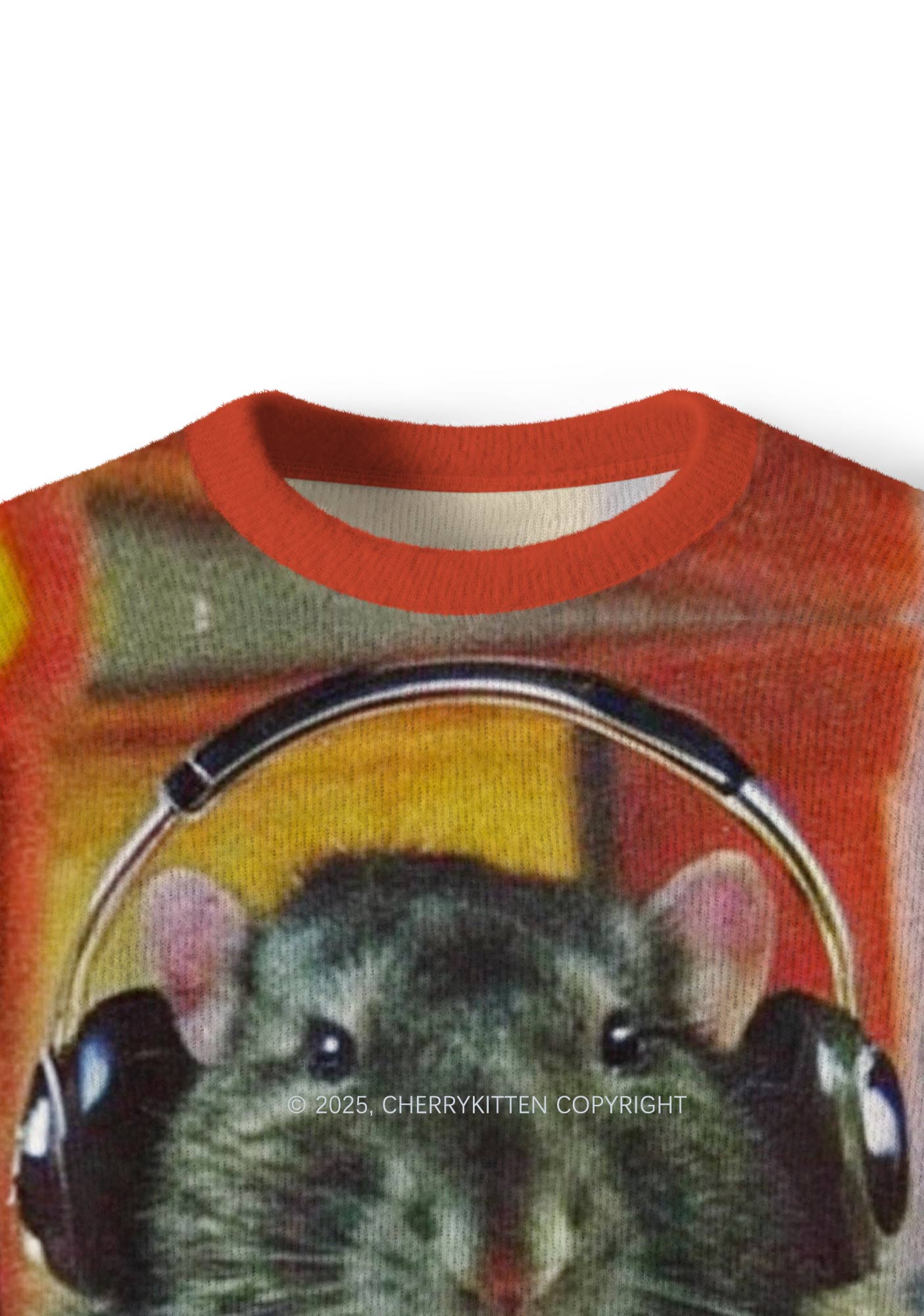 DJ Rat Duck Y2K Christmas Knit Sweatshirt Cherrykitten