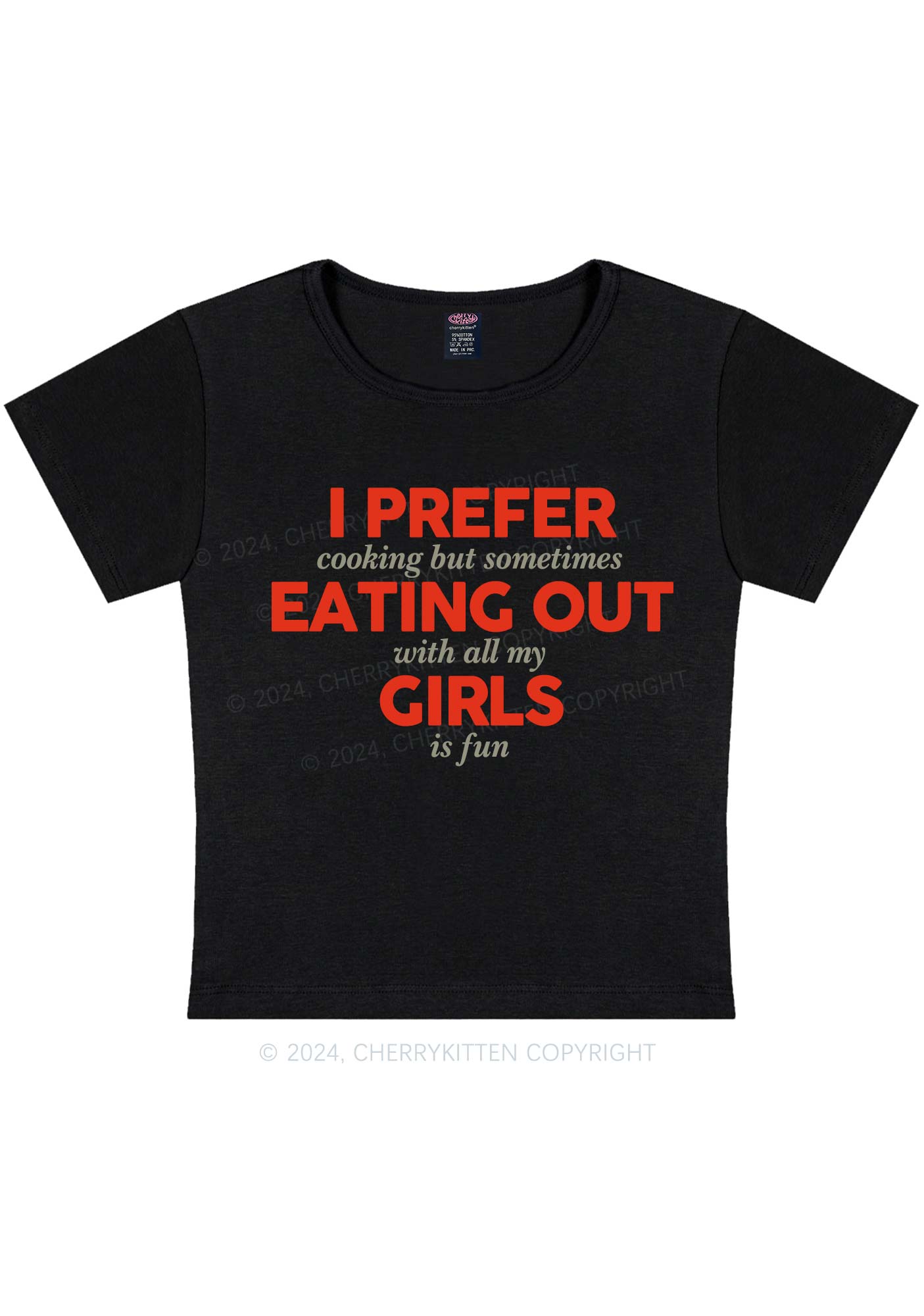 Prefer Eating Out Girls Y2K Baby Tee Cherrykitten