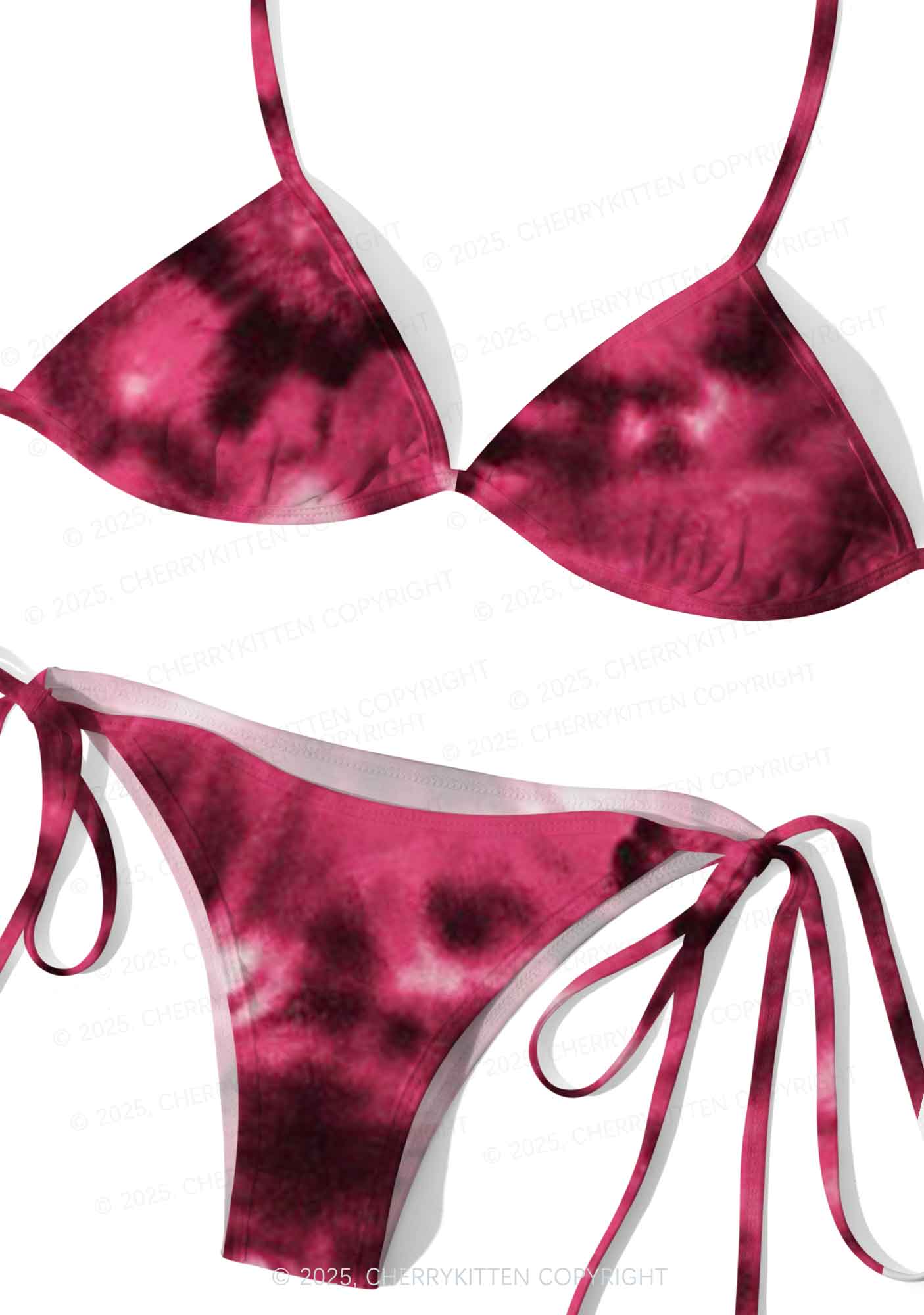 Pink Tie Dye Y2K Print Bikini Set Cherrykitten