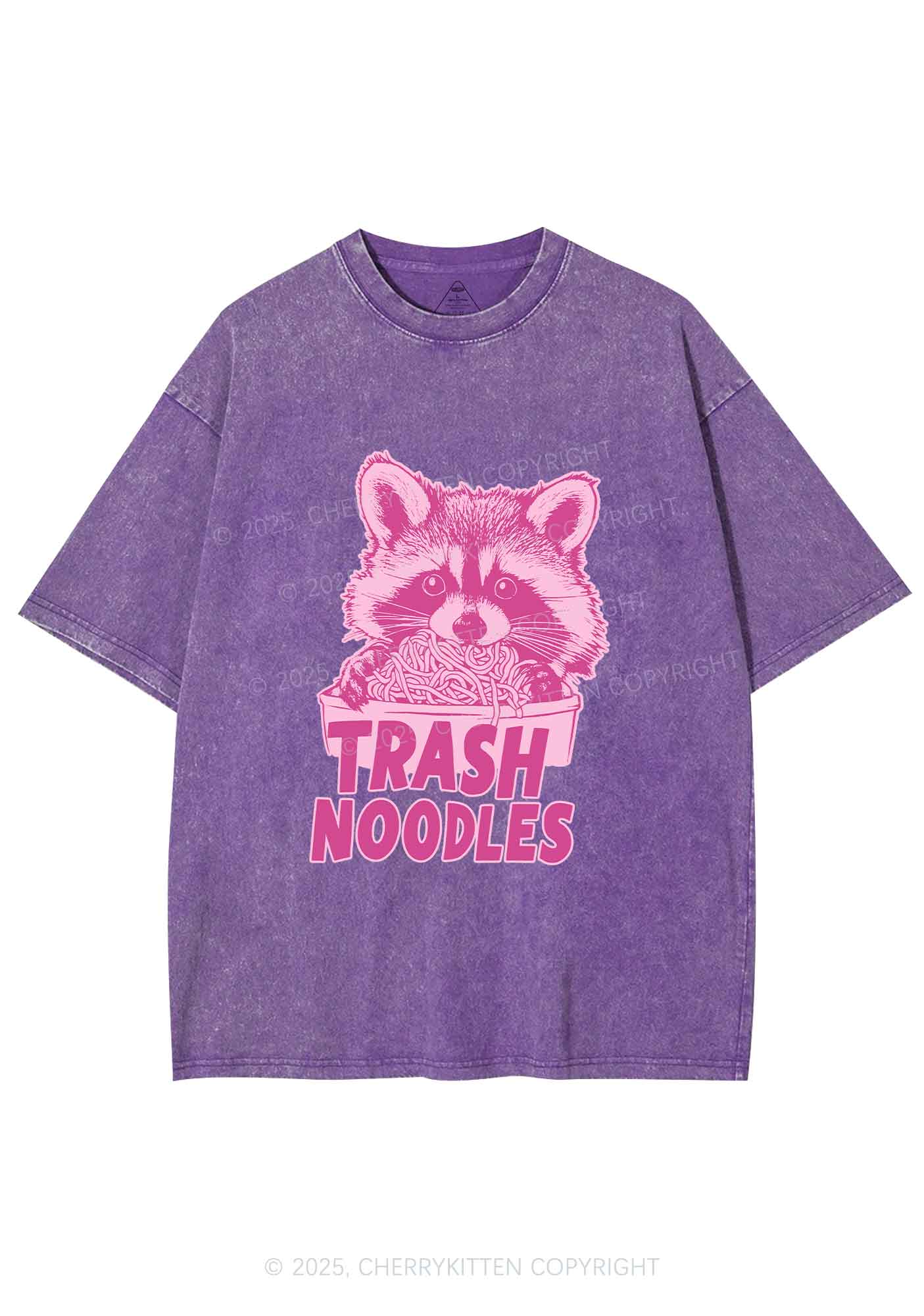 Raccoon Trash Noodles Y2K Shirts Washed Tee Cherrykitten
