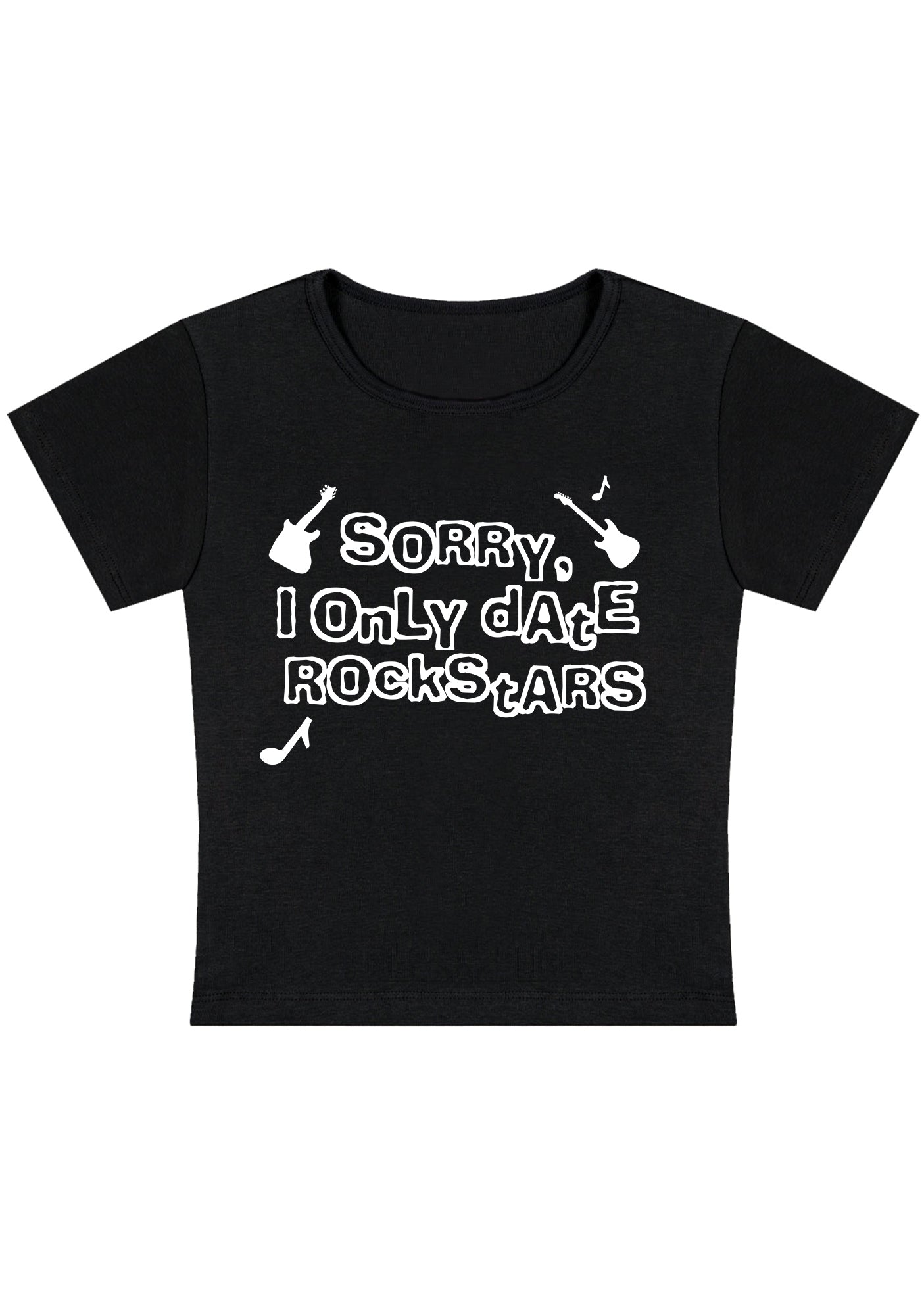 Curvy Only Date Rockstars Guitars Baby Tee