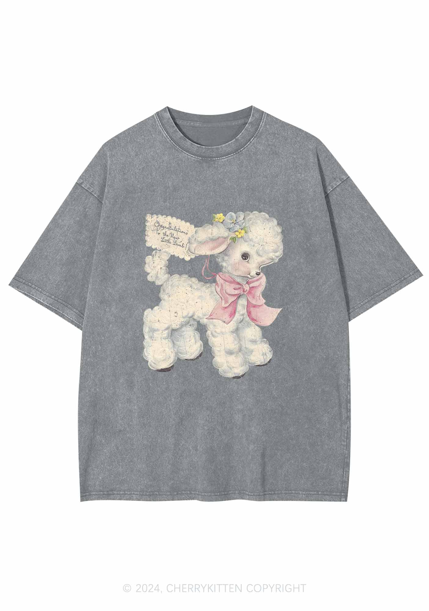 New Little Lamb Y2K Washed Tee Cherrykitten