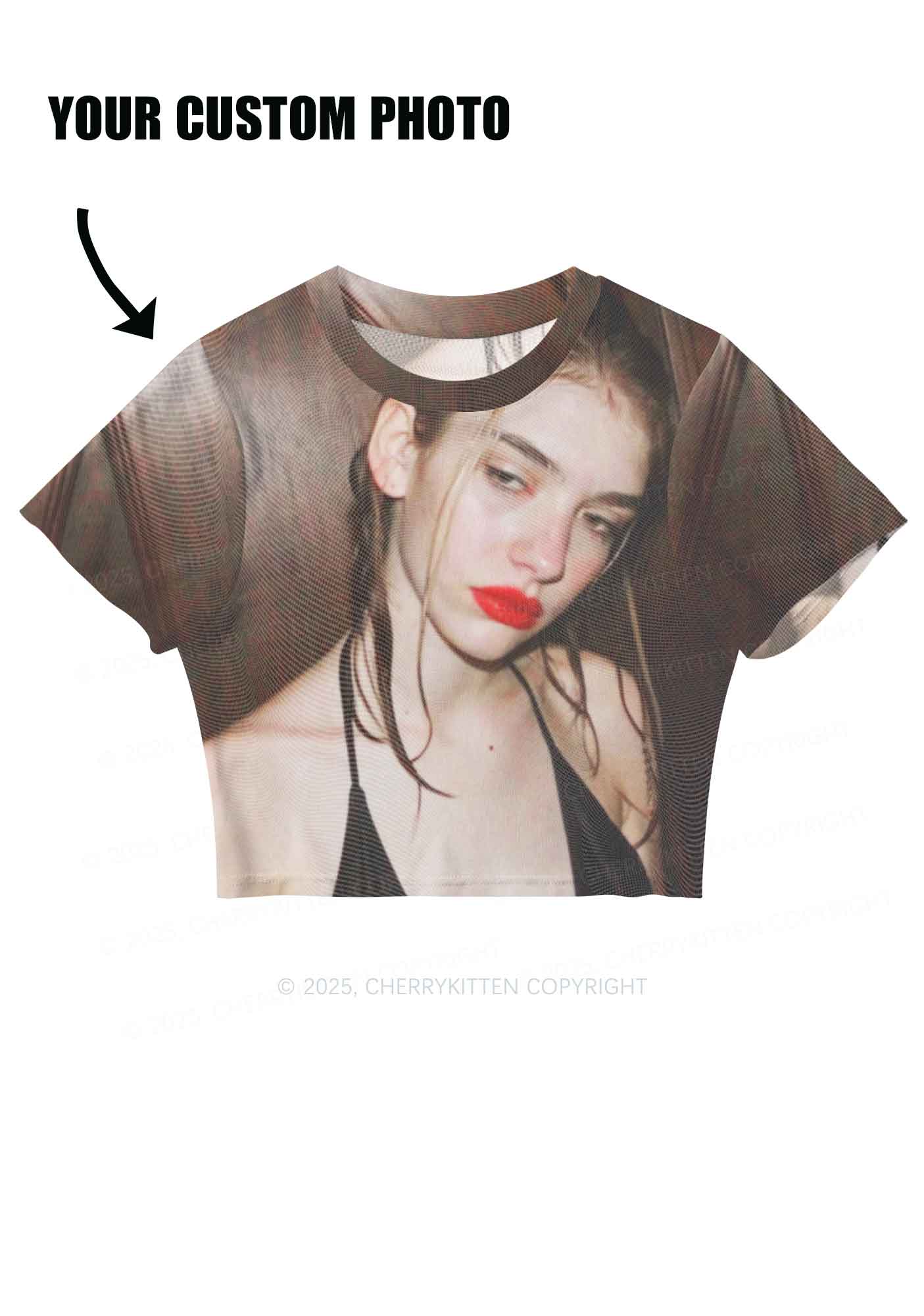 Custom Personalized Photo Y2K Mesh Crop Top Cherrykitten