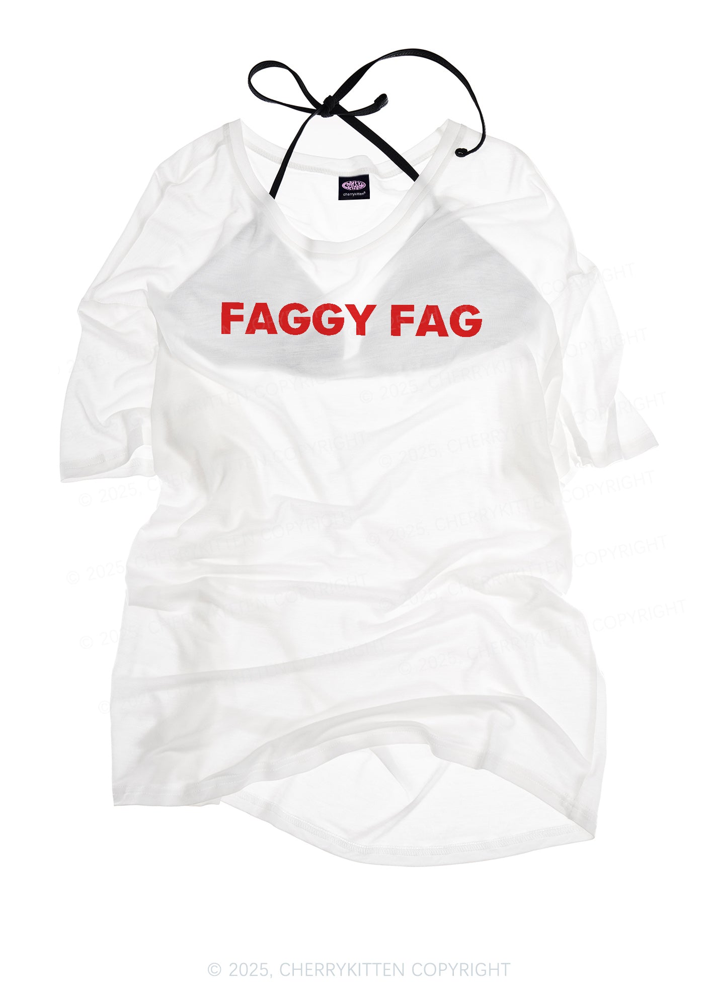 Faggy Fag Pride Y2K Sheer Boyfriend Tee Cherrykitten