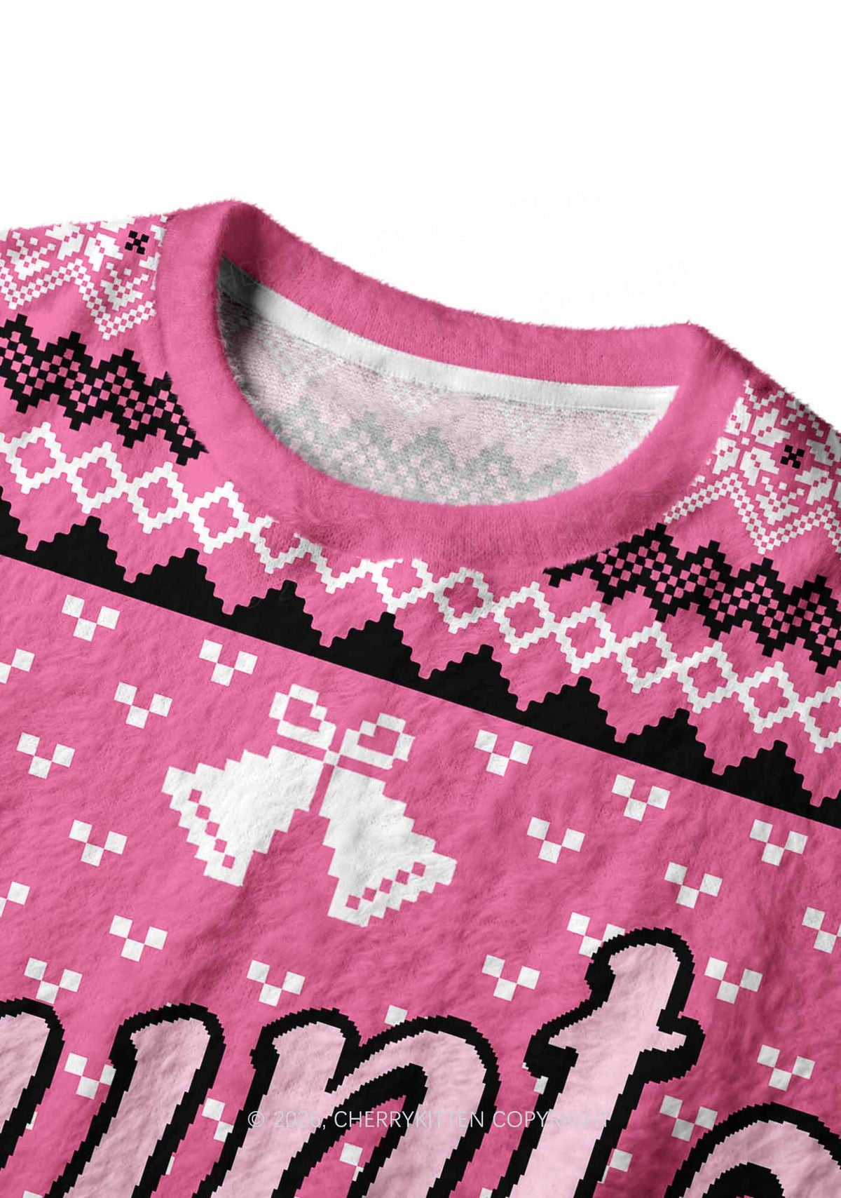 Pink Cxxt Star Y2K Christmas Knit Sweatshirt Cherrykitten