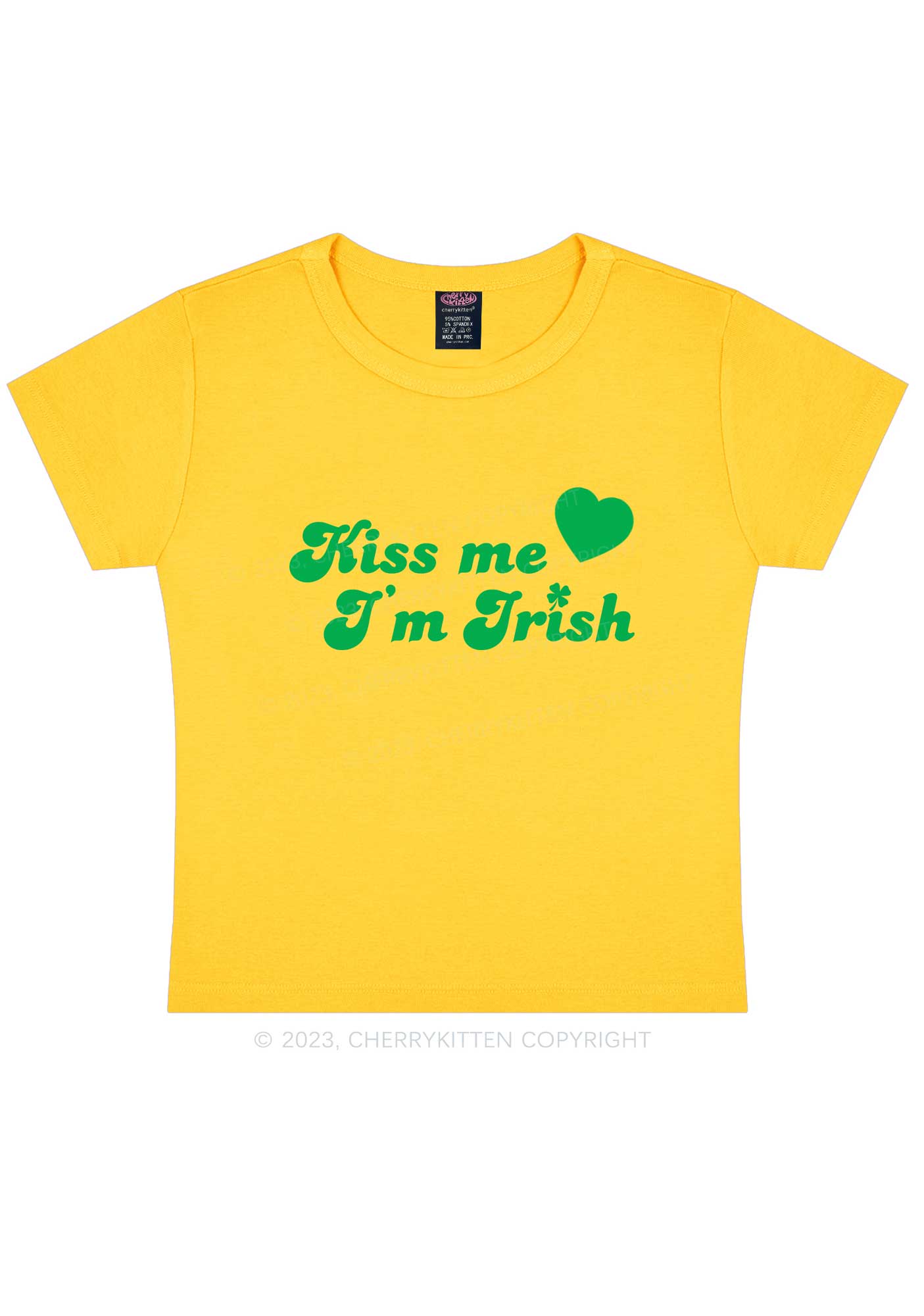 Kiss Me I'm Irish St Patricks Y2K Baby Tee Cherrykitten