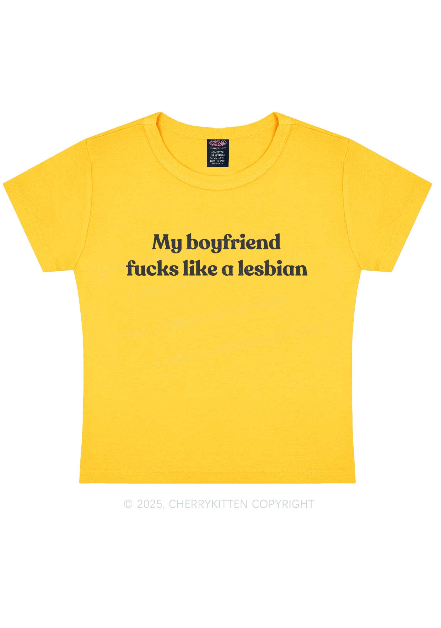 My BF Fxxks Like Lesbian Y2K Baby Tee Cherrykitten