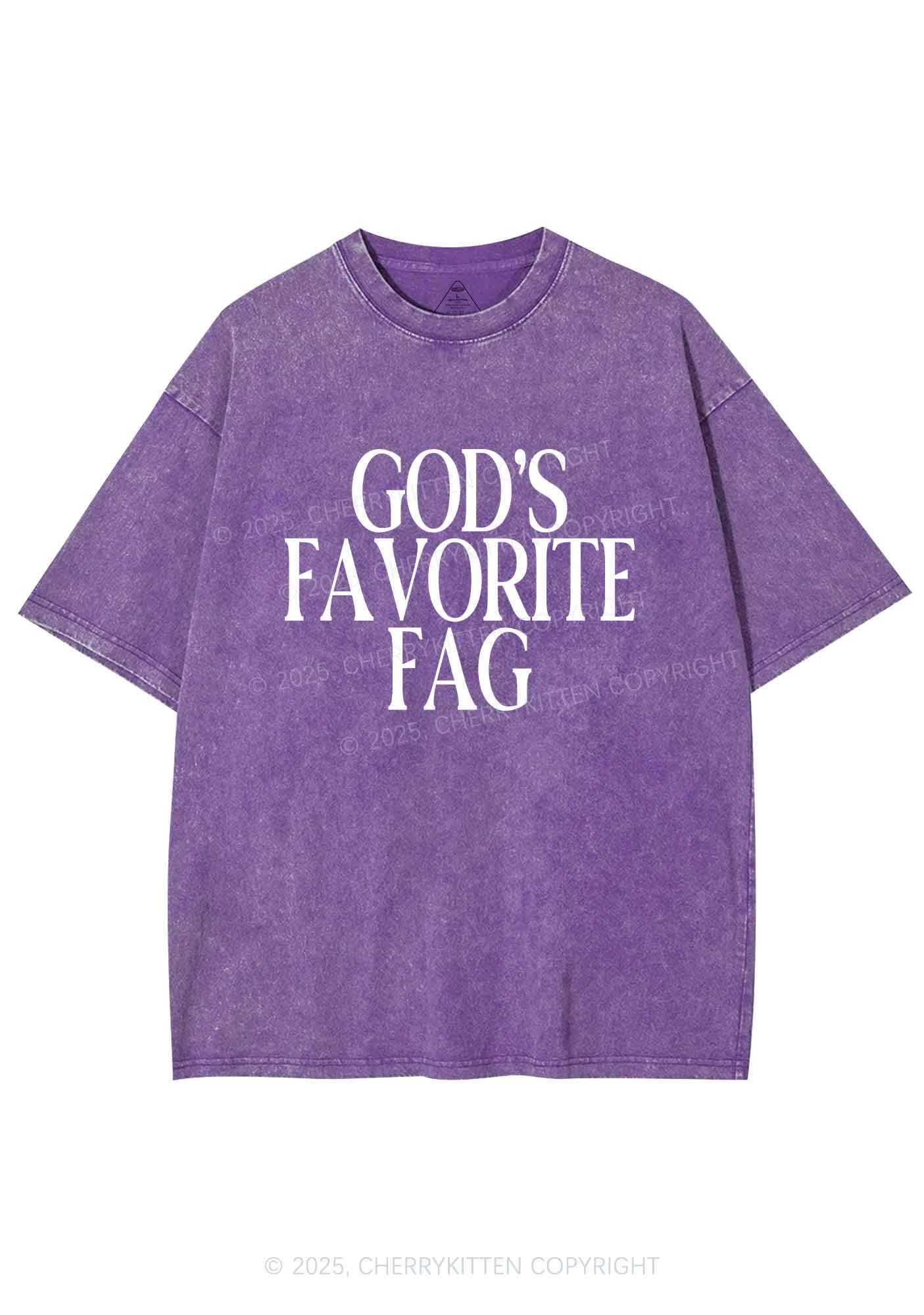 Gods Favorite Fag Pride Y2K Shirts Washed Tee Cherrykitten
