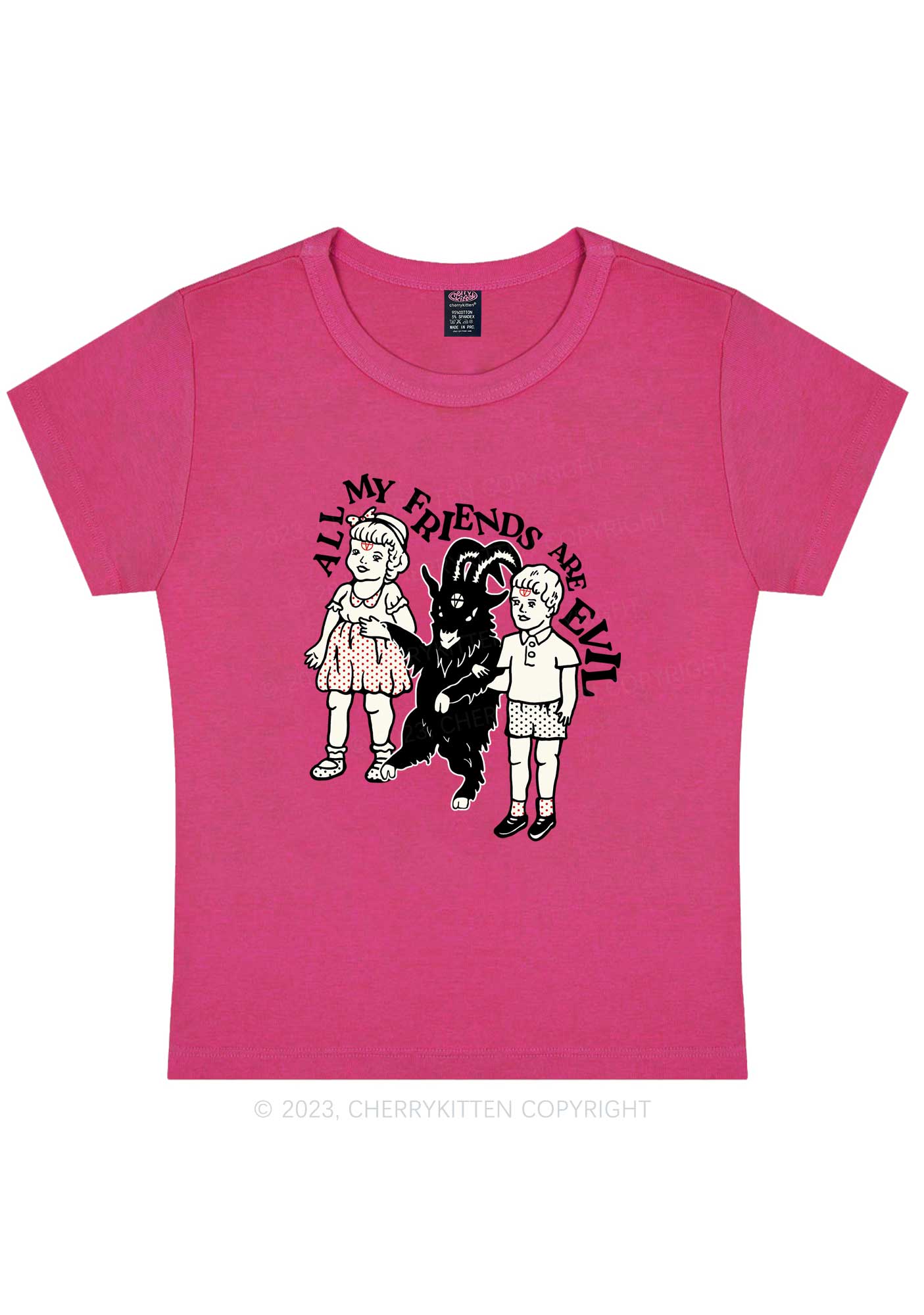 Curvy My Friends Are Evil Y2K Baby Tee Cherrykitten