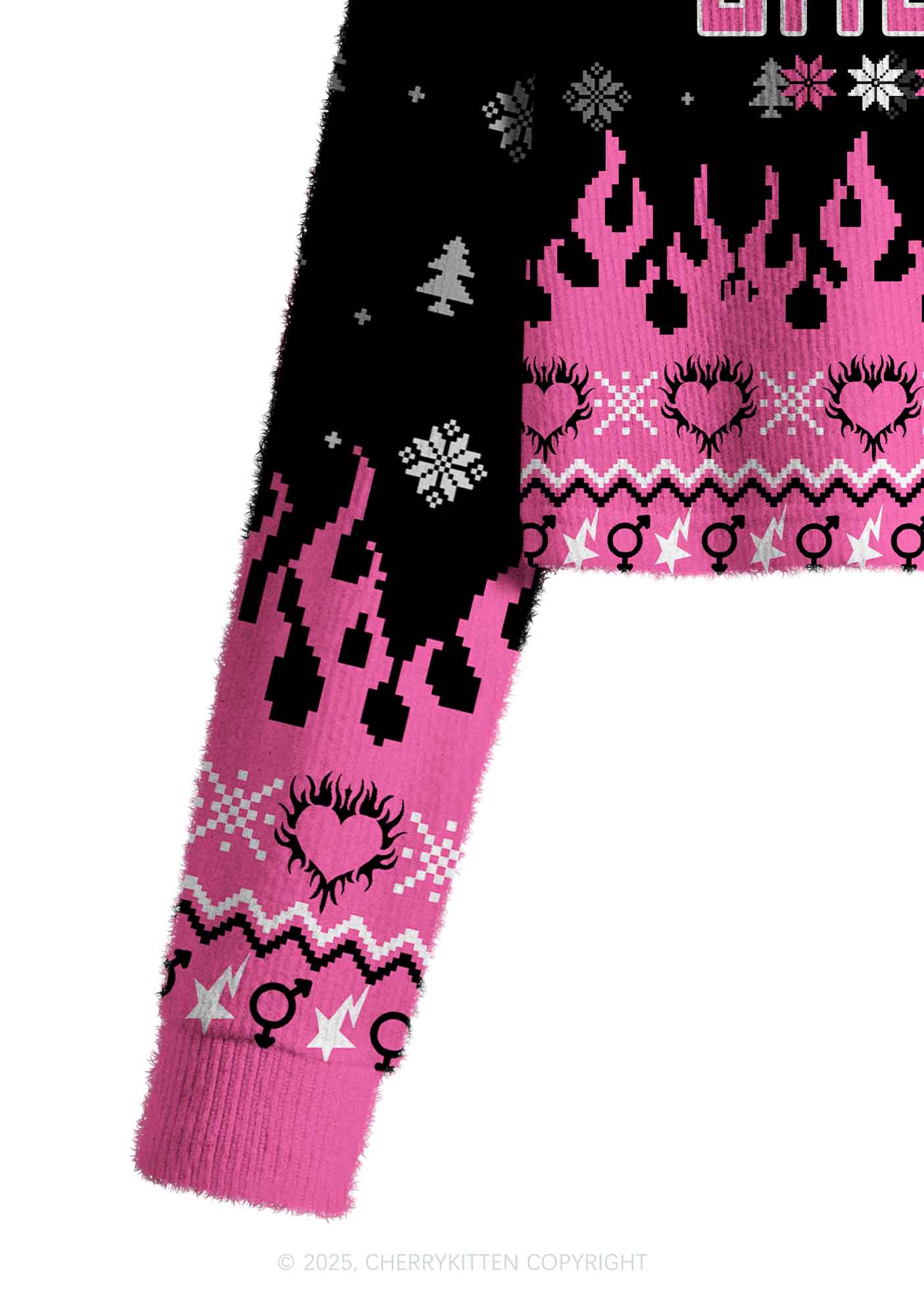 Slxt For My Gay BF Y2K Christmas Crop Knit Sweatshirt Cherrykitten