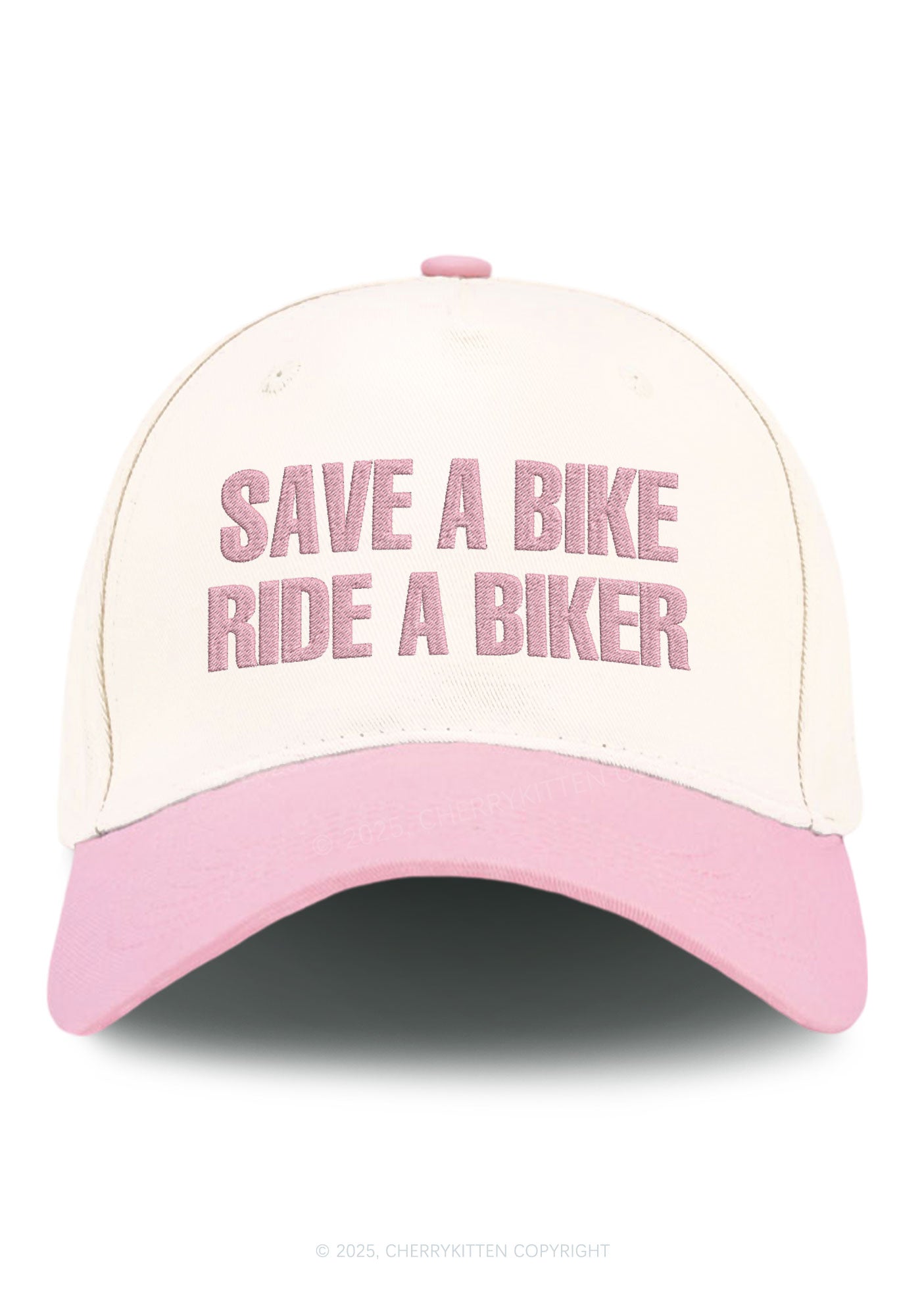 Embroidered Save Bike Ride Biker Y2K Color Block Baseball Cap Cherrykitten