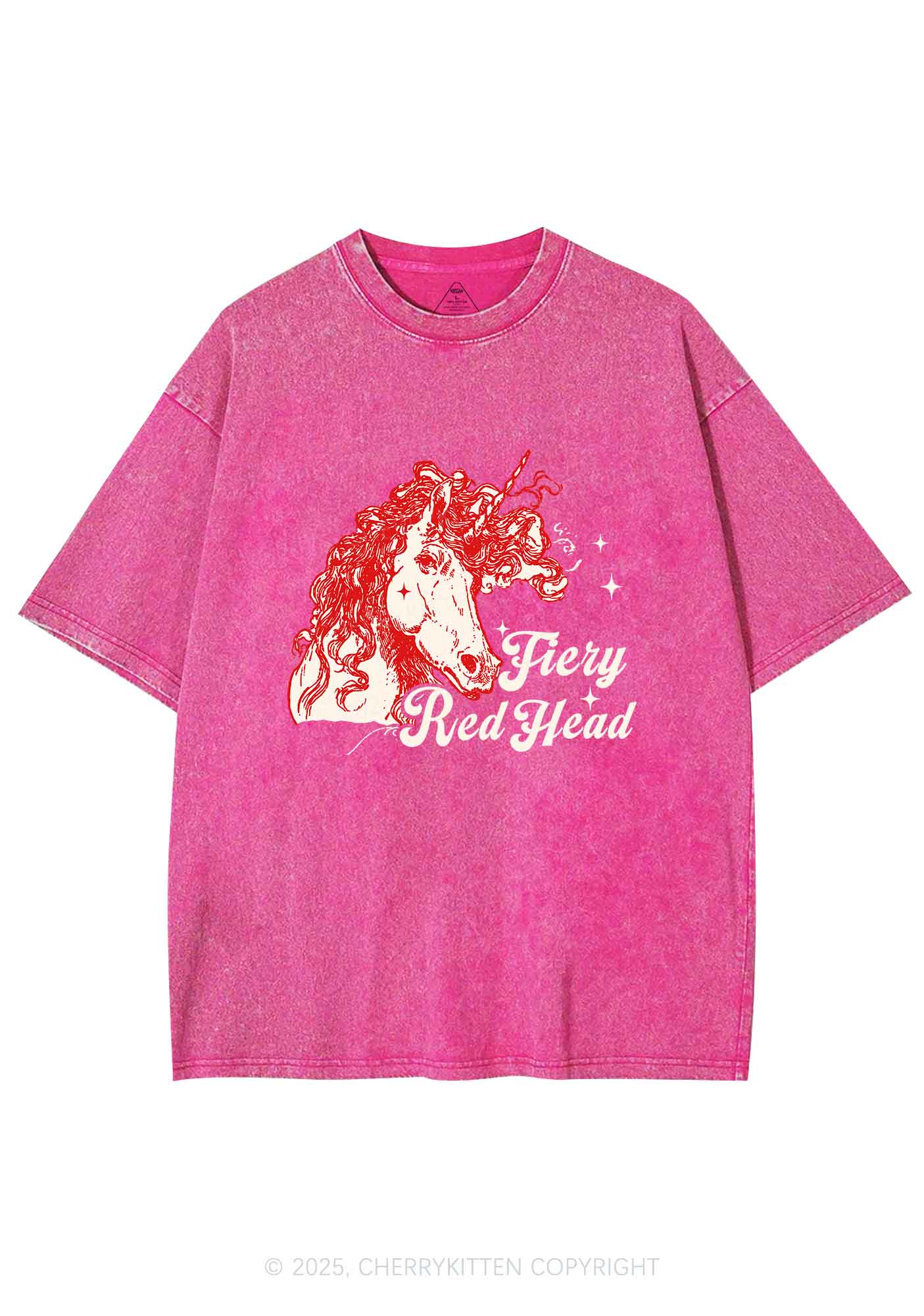 Fiery Red Head Y2K Shirts Washed Tee Cherrykitten