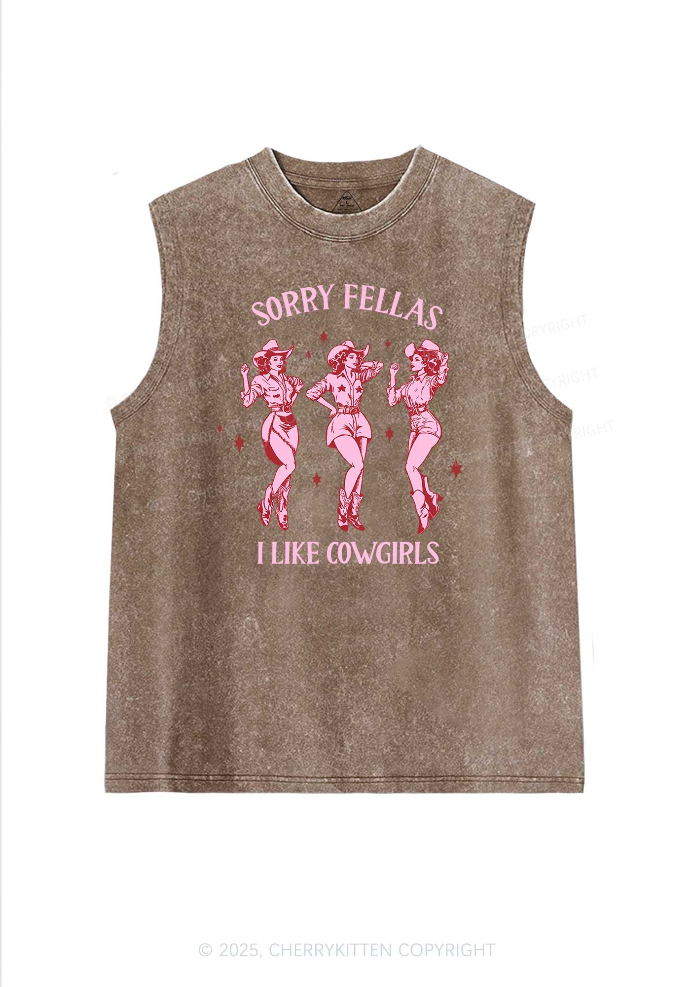 Sorry Fellas I Like Cowgirls Pride Y2K Washed Muscle Tank Cherrykitten