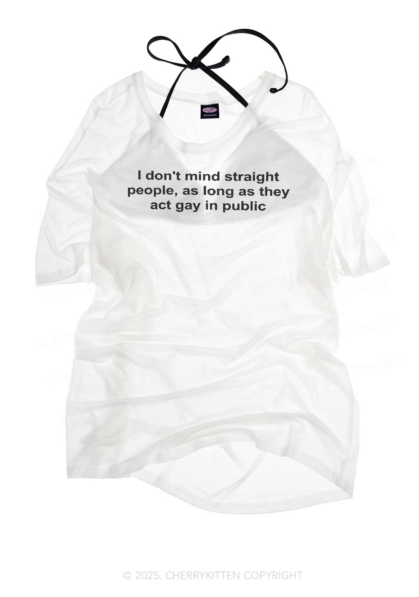 Act Gay In Public Pride Y2K Sheer Boyfriend Tee Cherrykitten