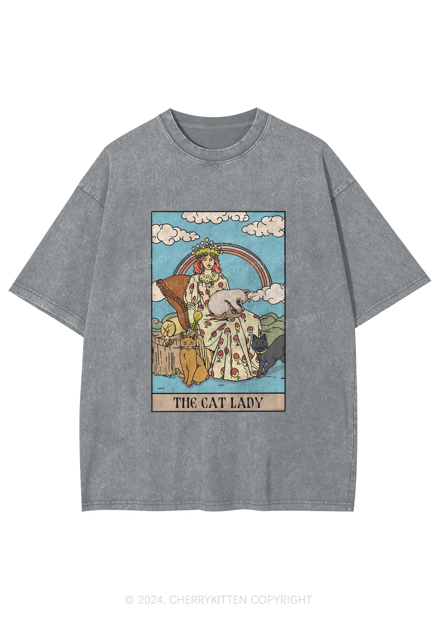 The Cat Lady Y2K Washed Tee Cherrykitten