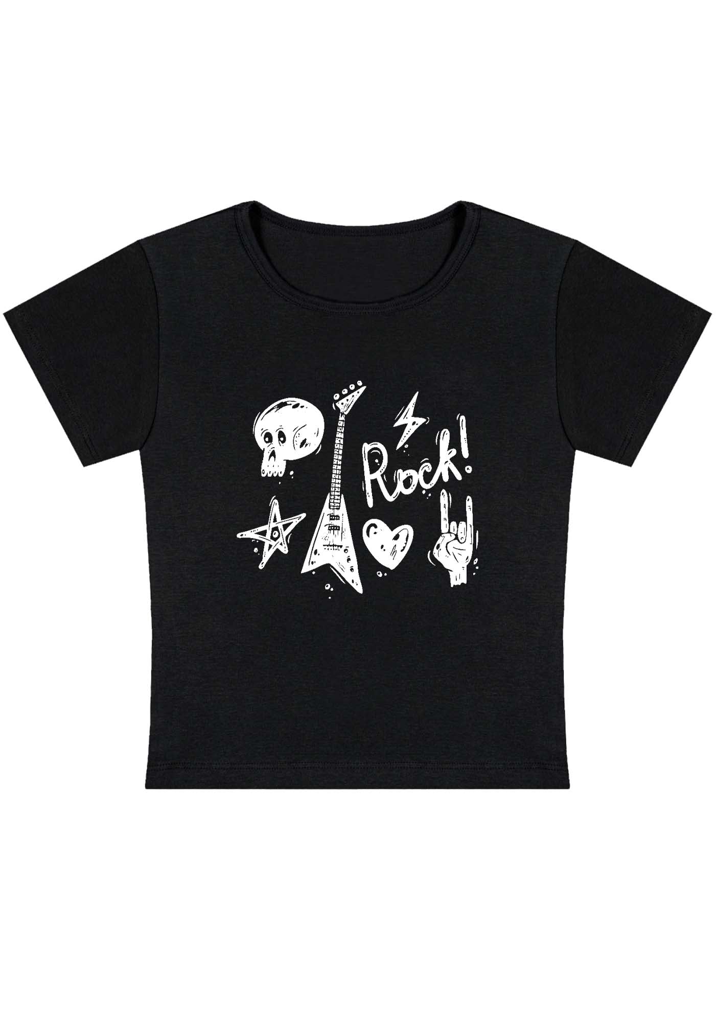 Skull Guitar Rock Heart Star Y2K Baby Tee