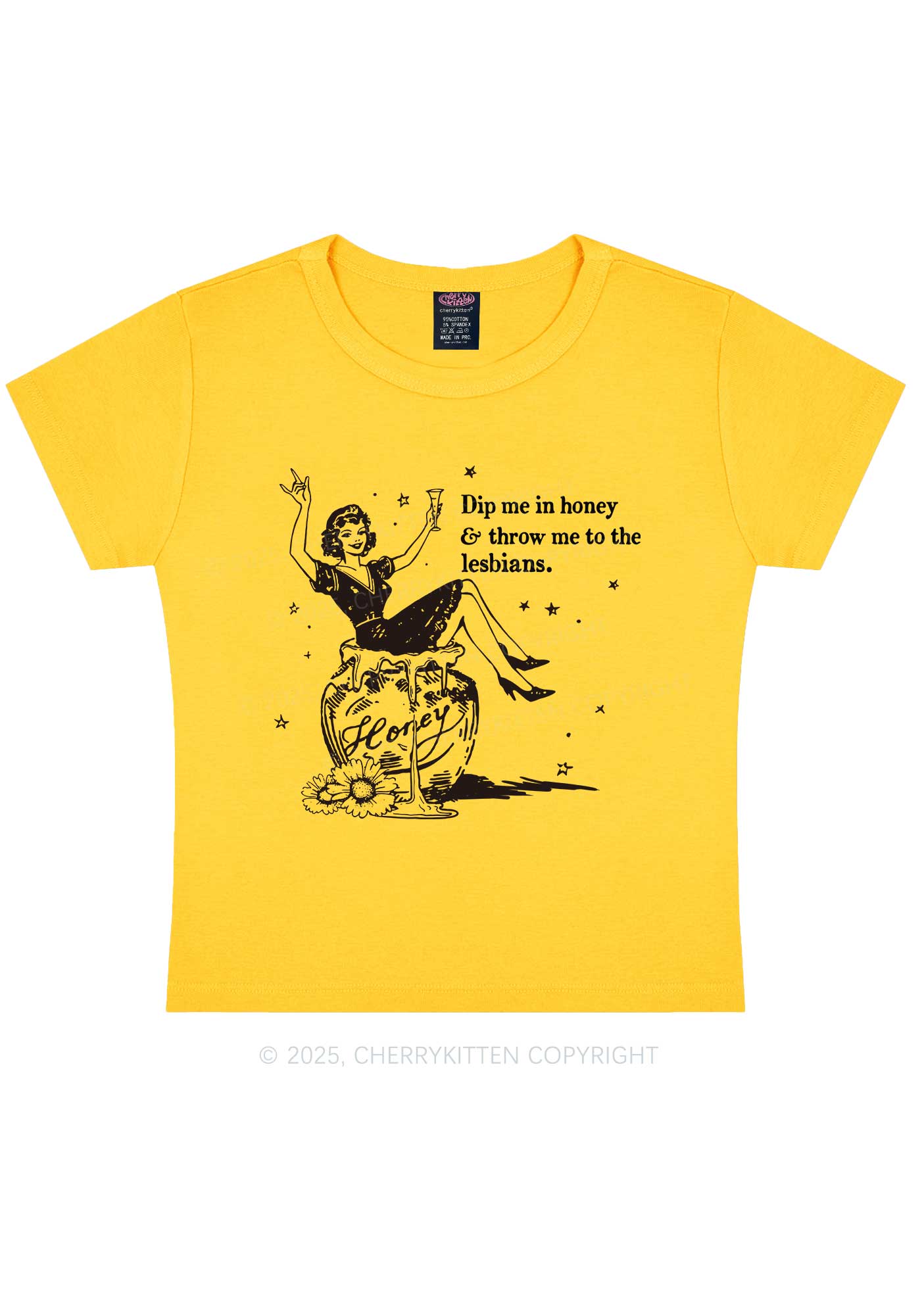 Throw Me To The Lesbians Pride Y2K Baby Tee Cherrykitten