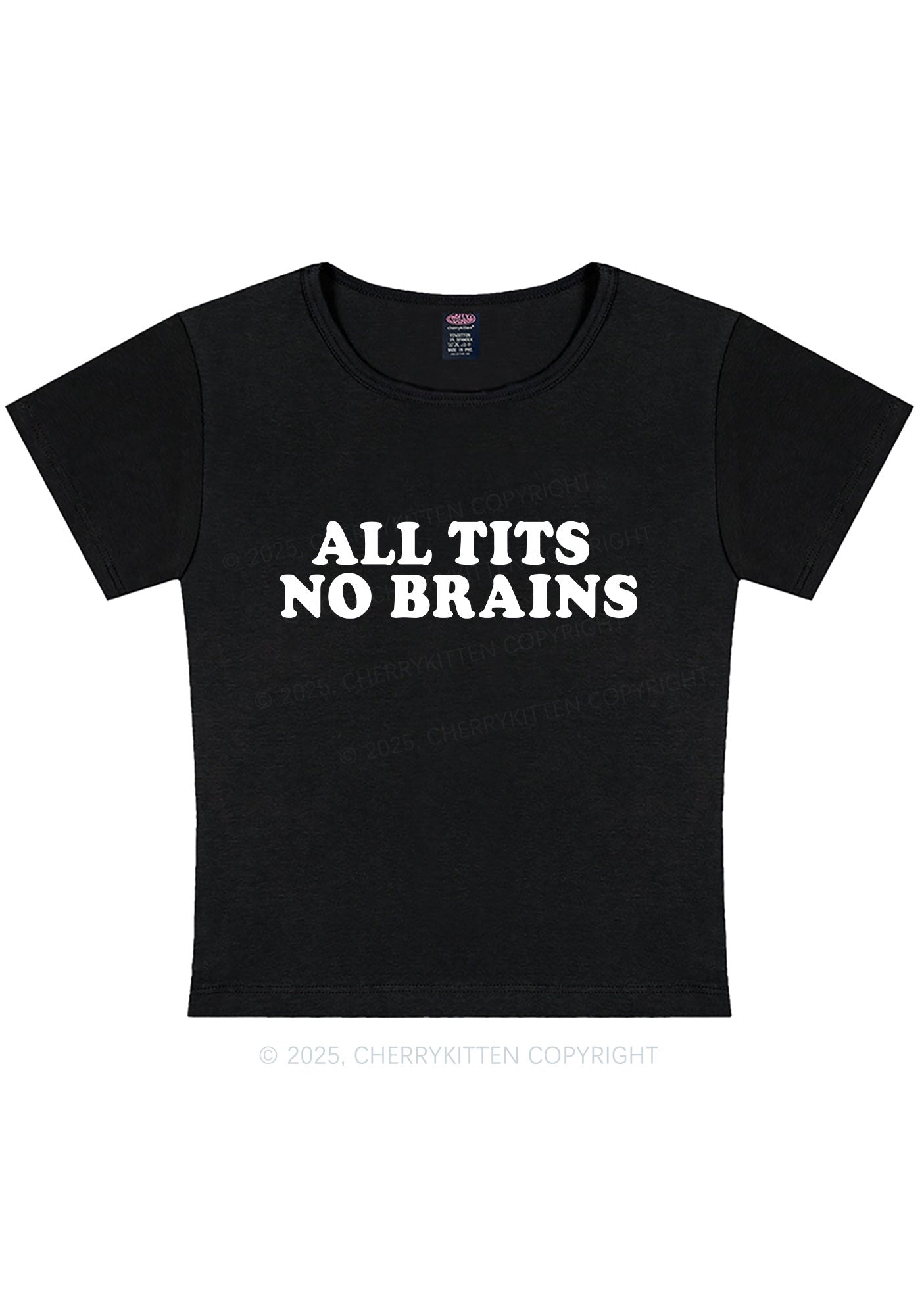Curvy All Txts No Brains Y2K Baby Tee Cherrykitten