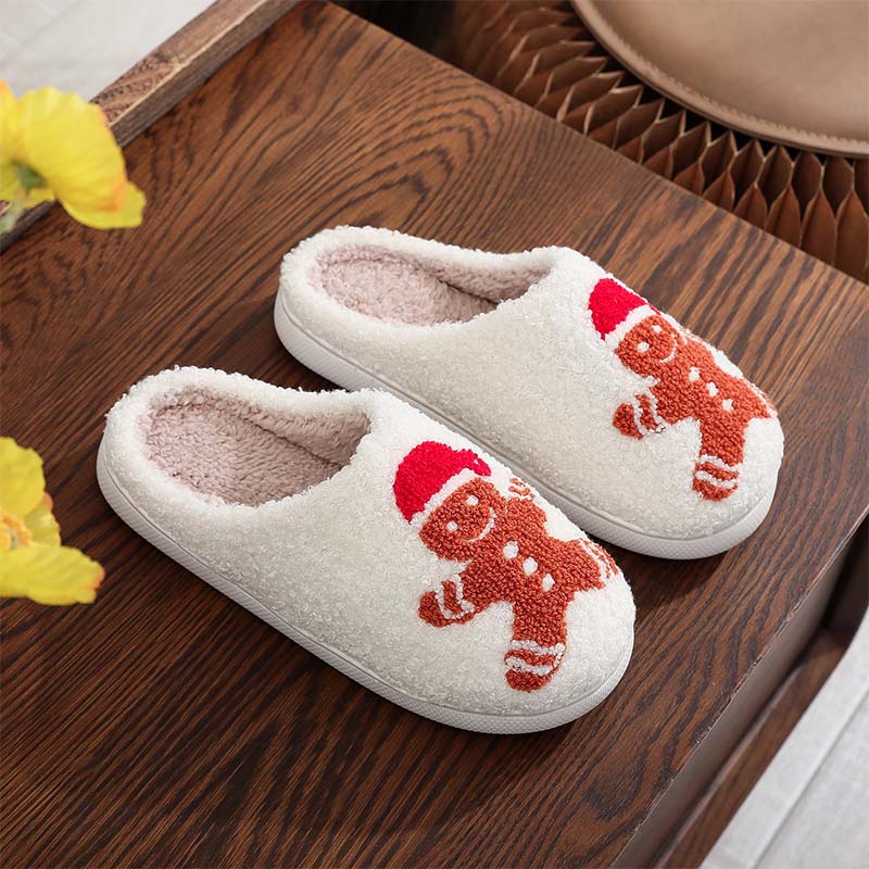 Christmas Y2K White Plush Slippers