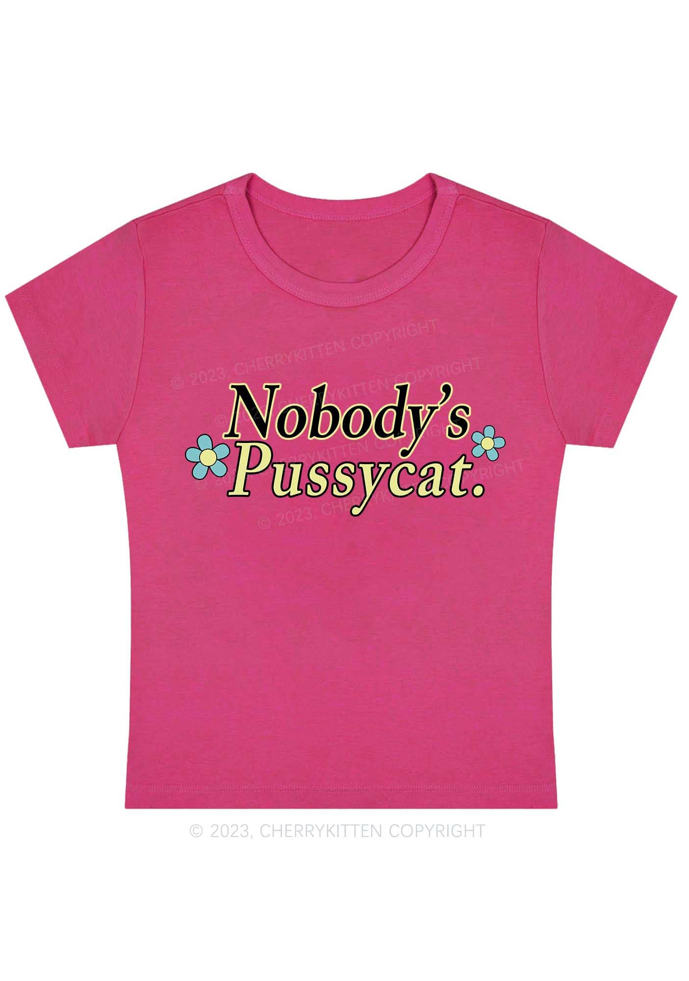 Curvy Nobody's Pussycat Flowers Baby Tee Cherrykitten