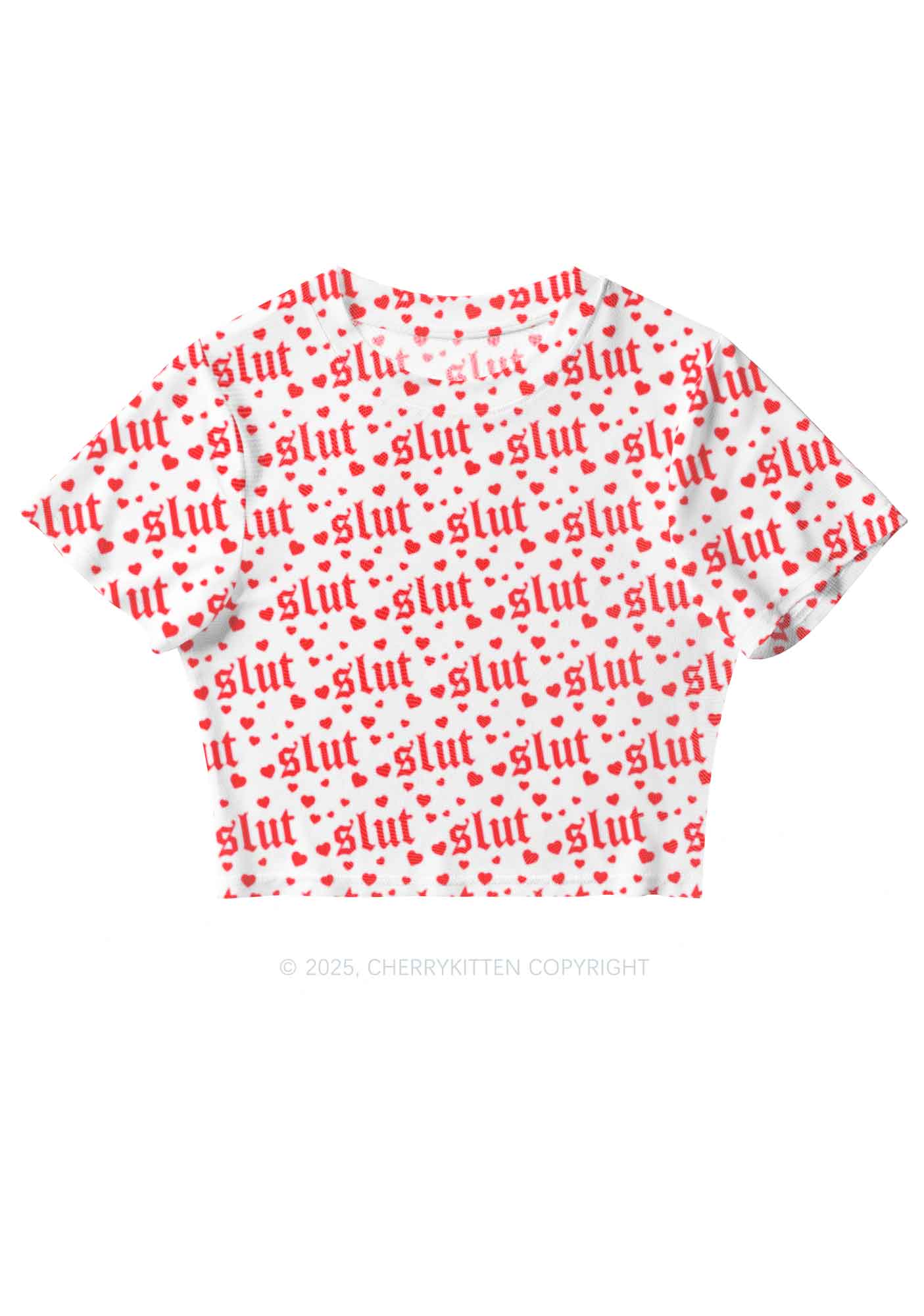 Slxt Red Heart Y2K Mesh Crop Top Cherrykitten