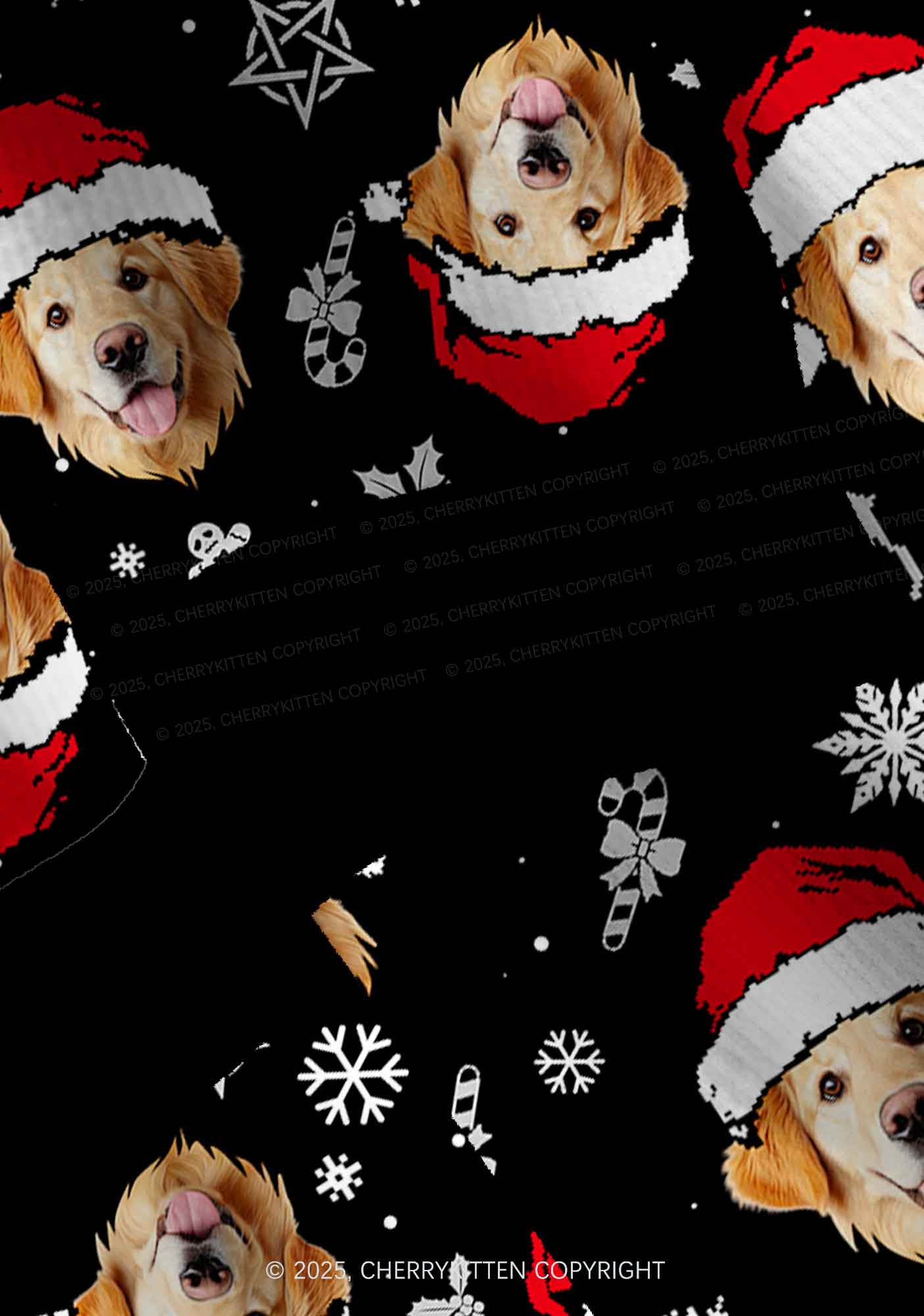Custom Dog Face Y2K Christmas Cardigan Knit Sweatshirt Cherrykitten