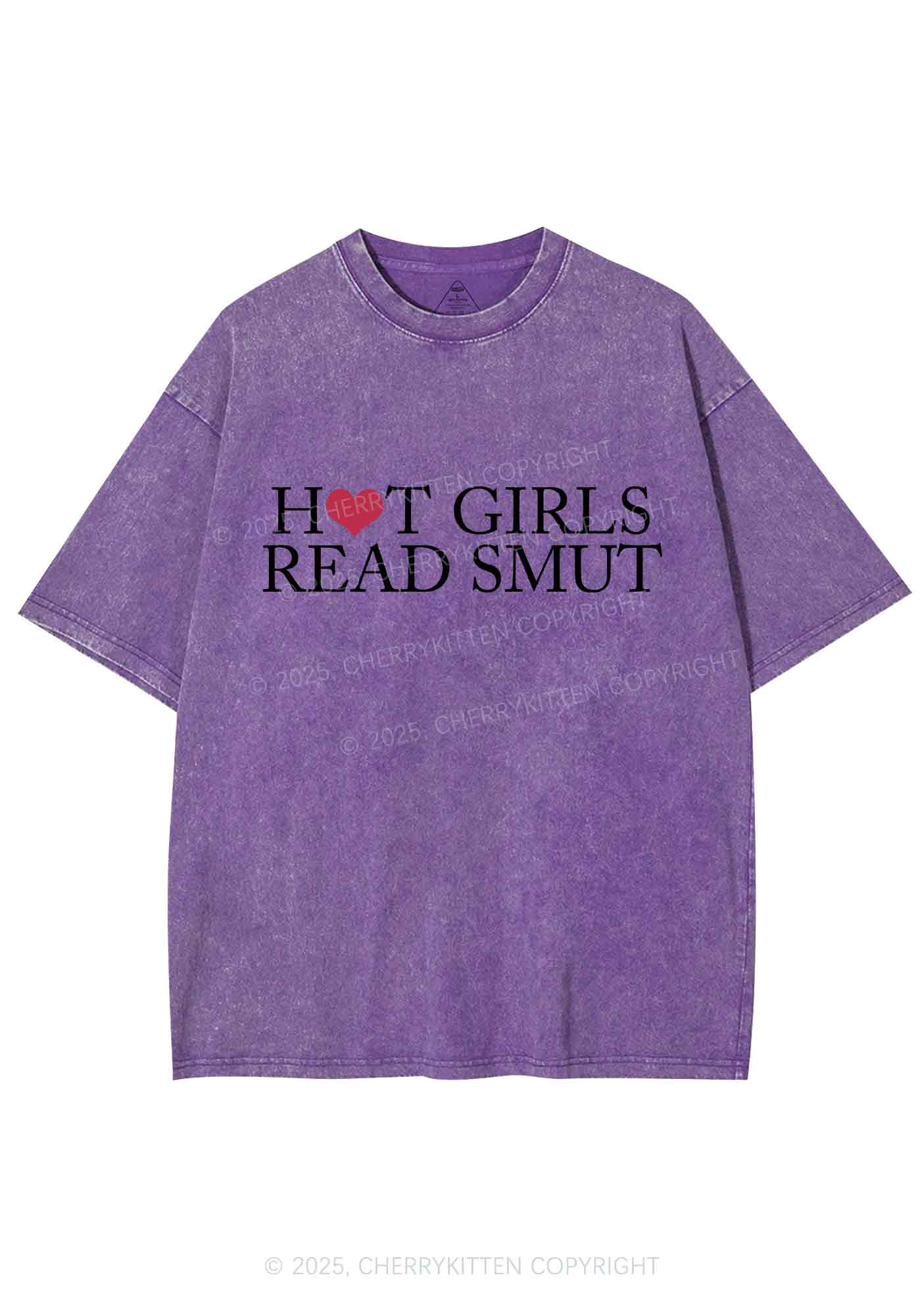 Hot Girls Read Smut Y2K Shirts Washed Tee Cherrykitten