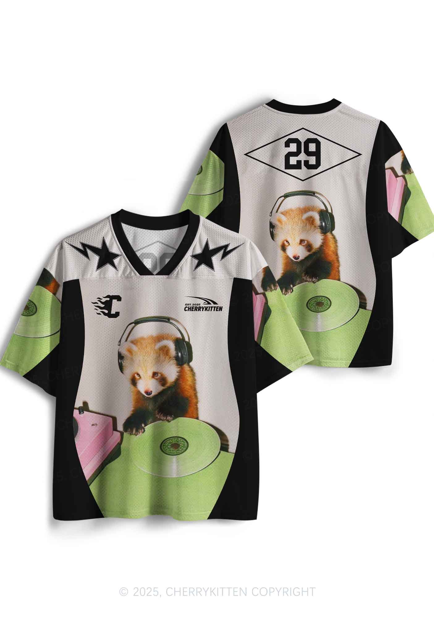 Custom Red Panda DJ Y2K Sport Jersey Shirts Cherrykitten