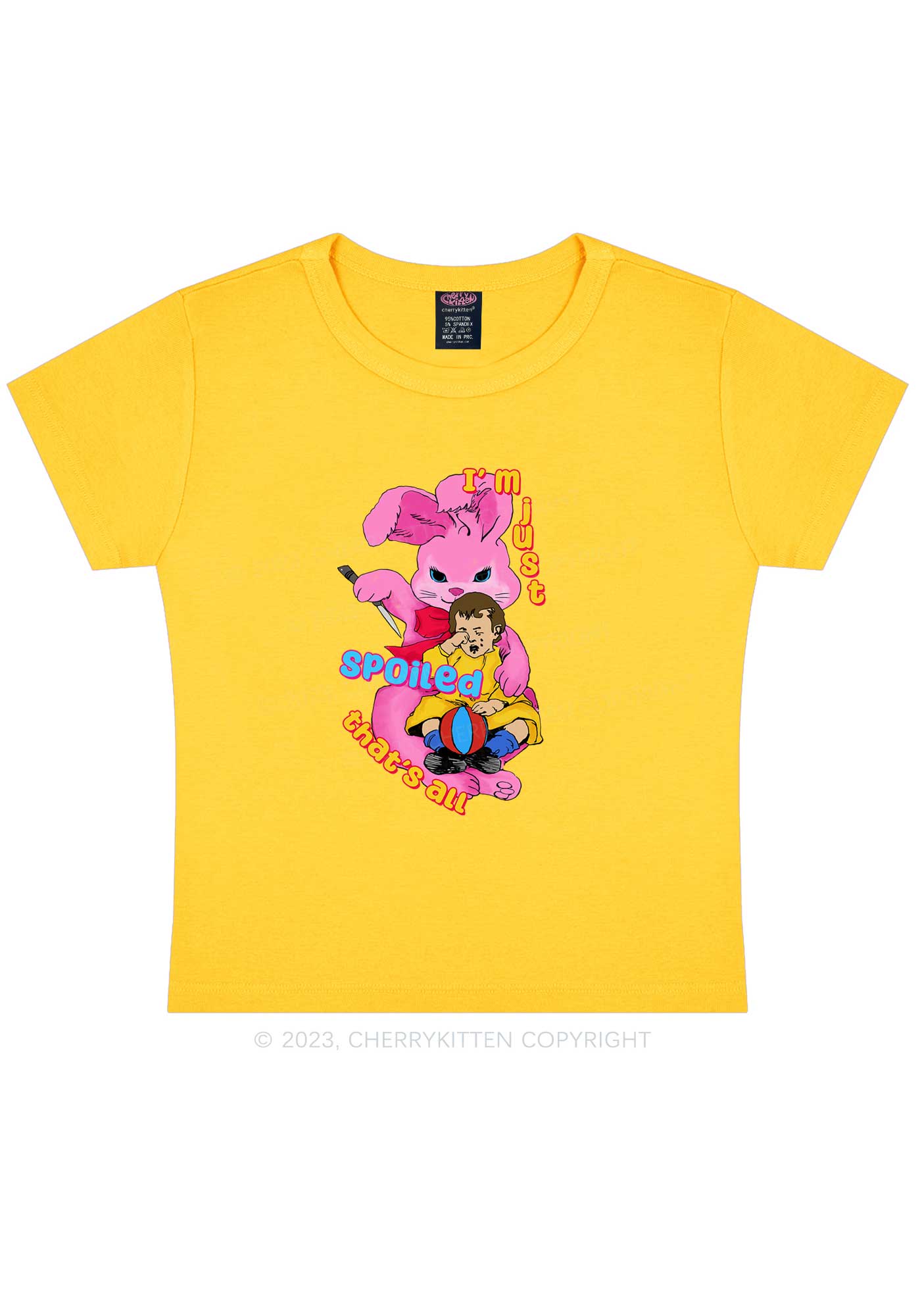 Bunny Just Spoiled Kids Y2K Baby Tee Cherrykitten