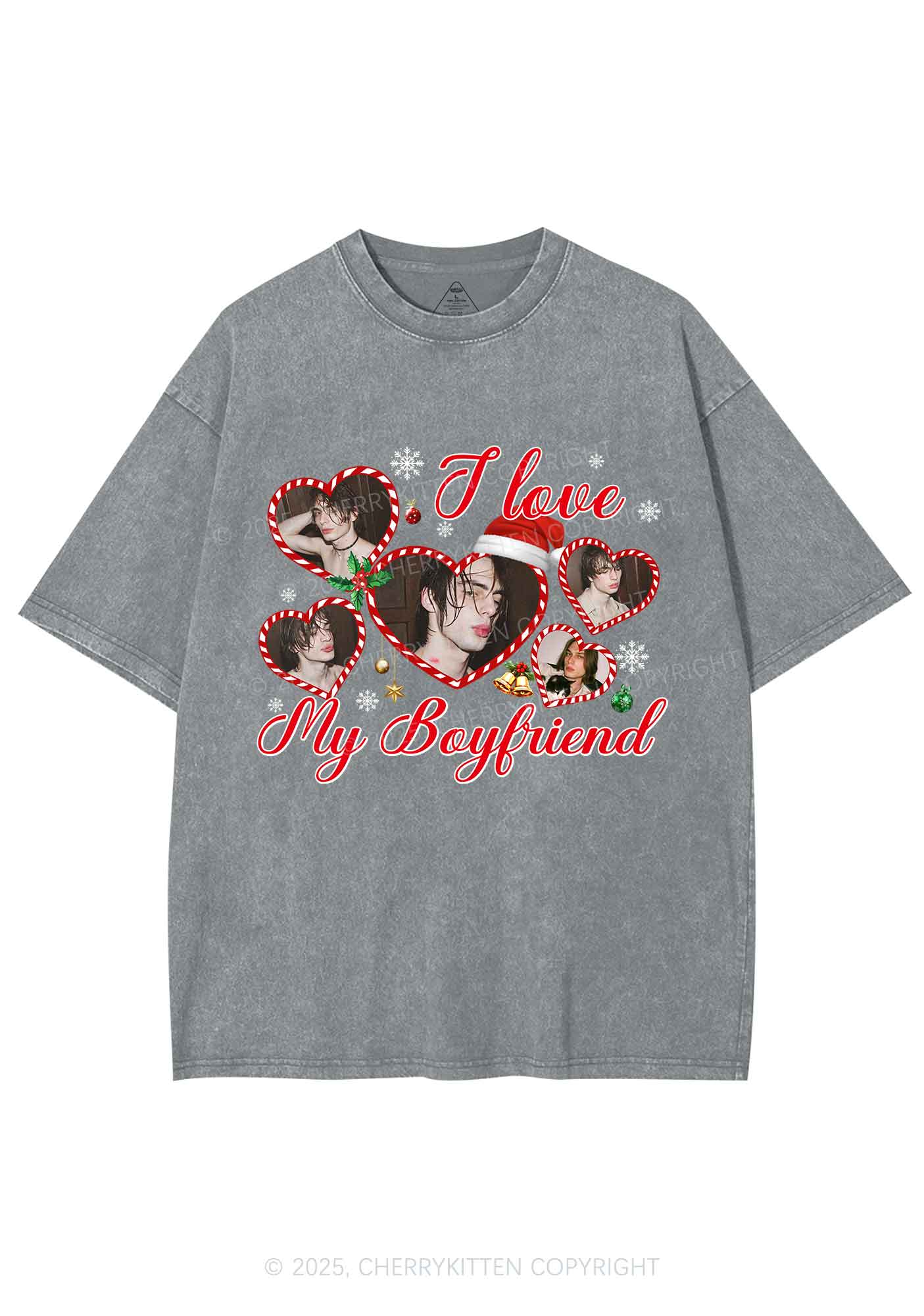 Custom Christmas I Love My GF Y2K Shirts Washed Tee Cherrykitten
