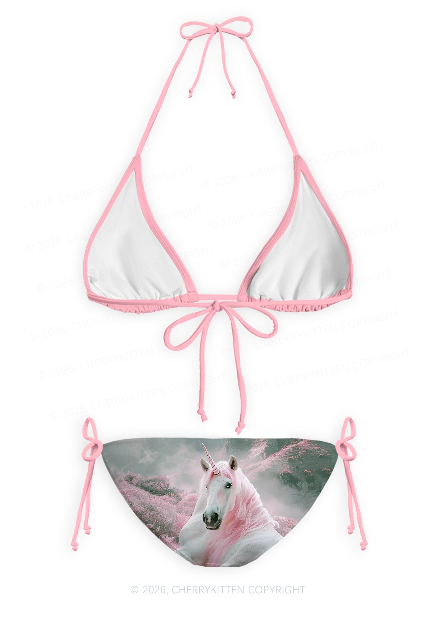 Pink Hair Unicorn Pride Y2K Print Bikini Set Cherrykitten