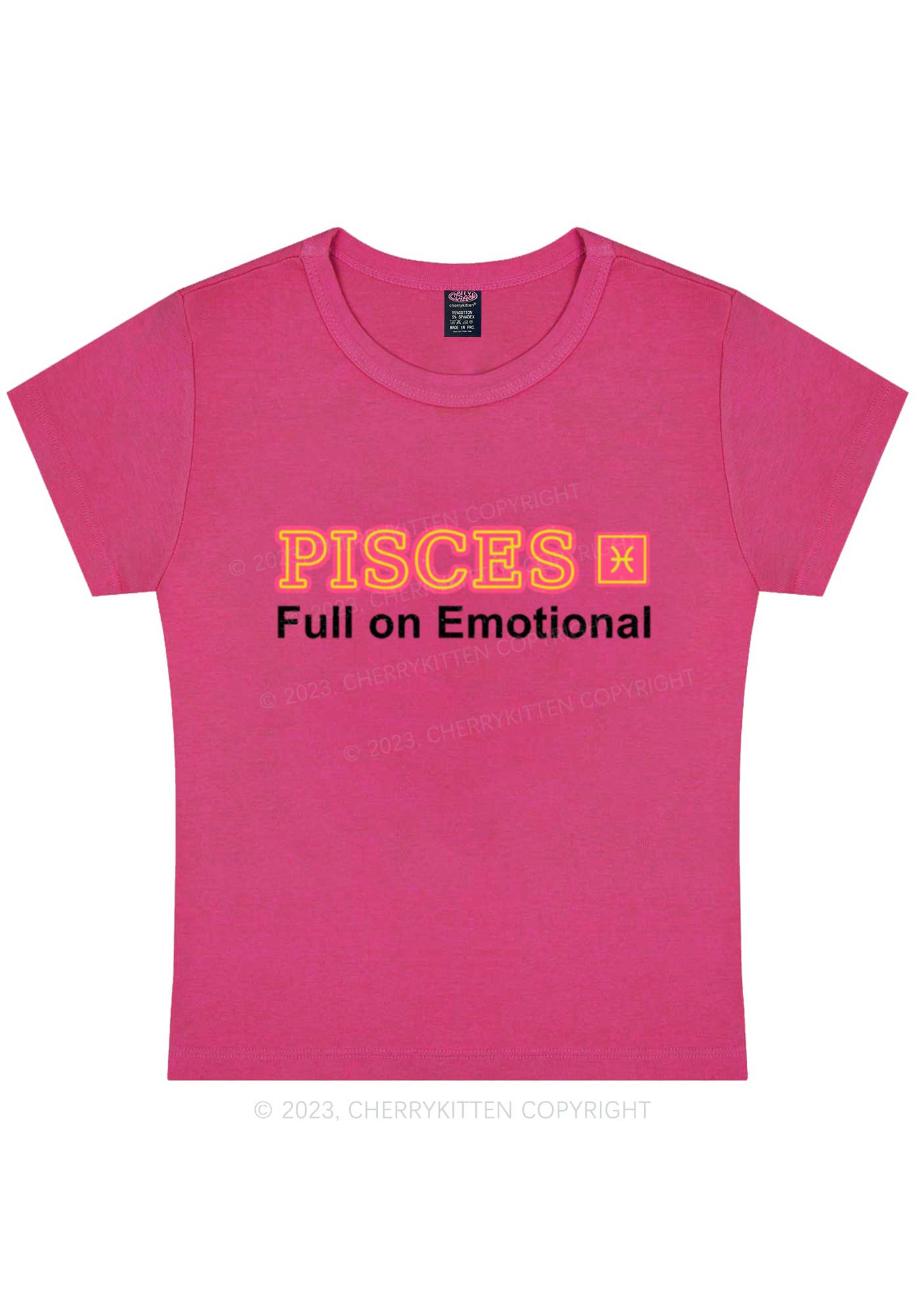 Pisces Full On Emotional Y2K Baby Tee Cherrykitten