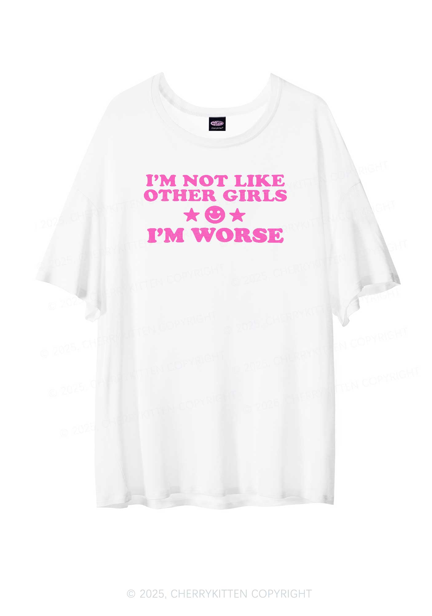 I'm Worse Y2K Sheer Boyfriend Tee Cherrykitten