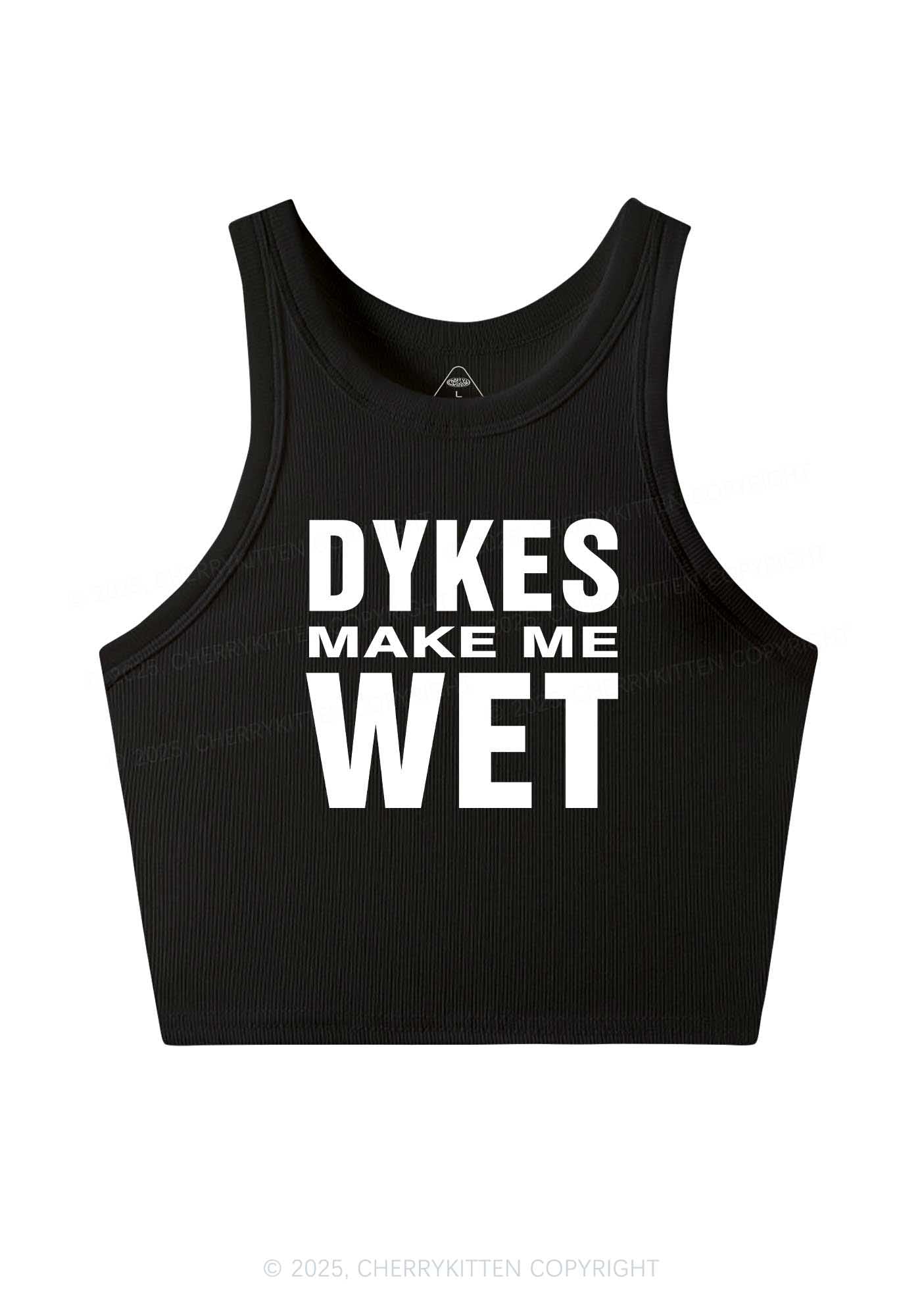 Dykes Make Me Wet Pride Y2K Crop Tank Top Cherrykitten
