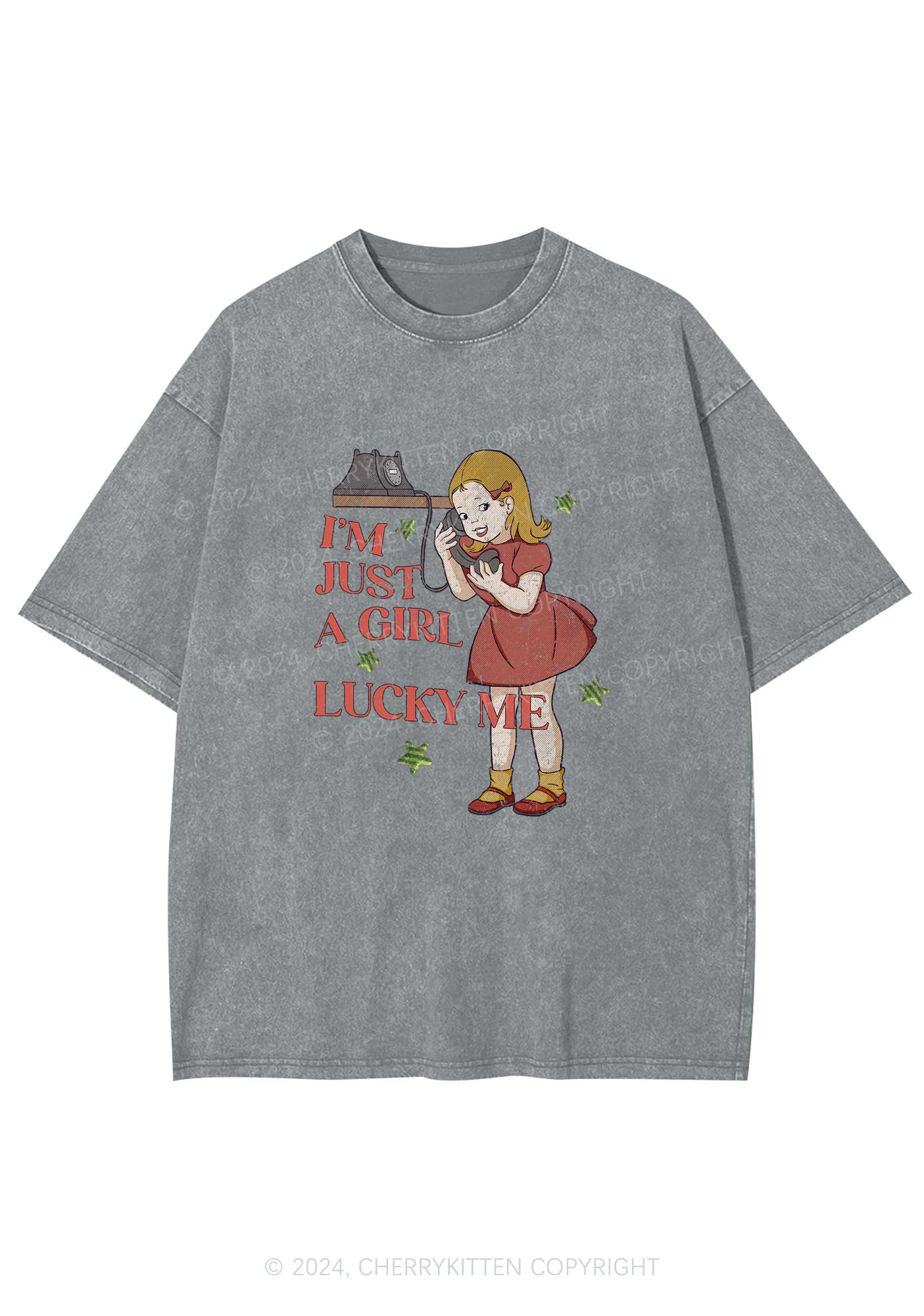 Lucky Me Y2K Washed Tee Cherrykitten