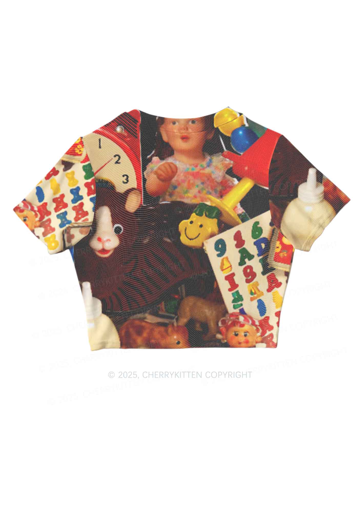 Nostalgic Childhood Y2K Mesh Crop Top Cherrykitten