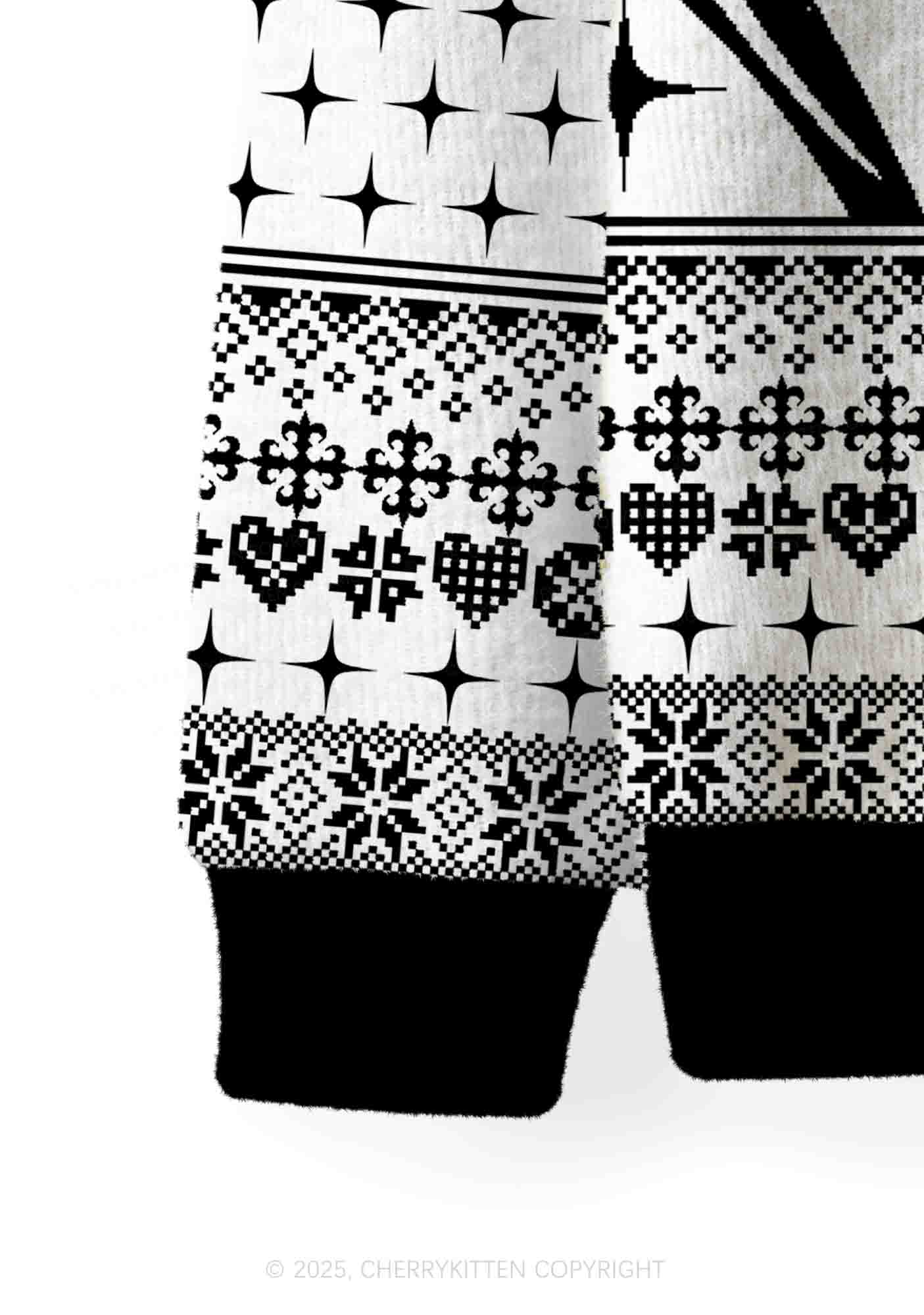 White Cxxt Flame Y2K Christmas Cardigan Knit Sweatshirt Cherrykitten