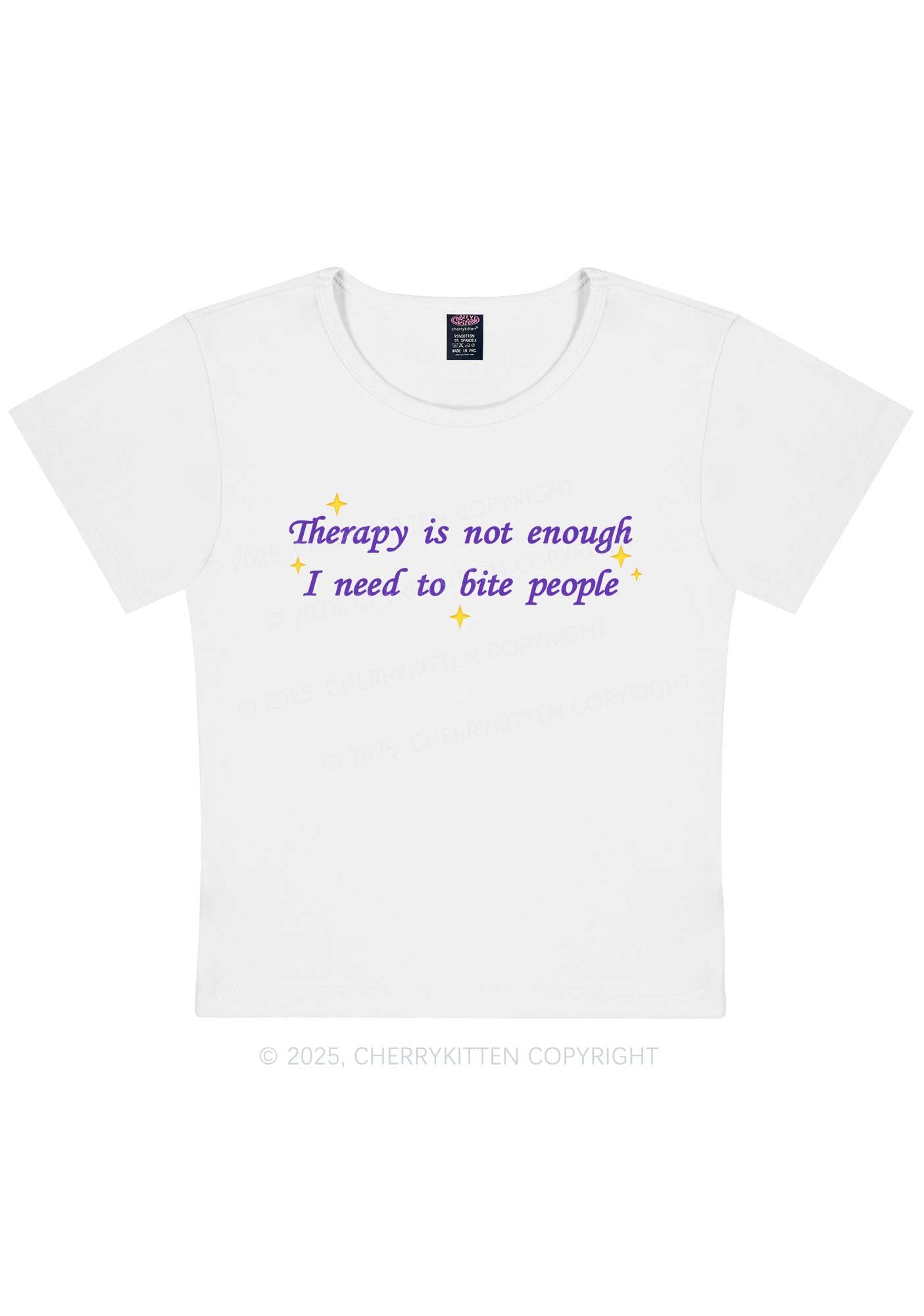 Therapy Not Enough Y2K Baby Tee Cherrykitten